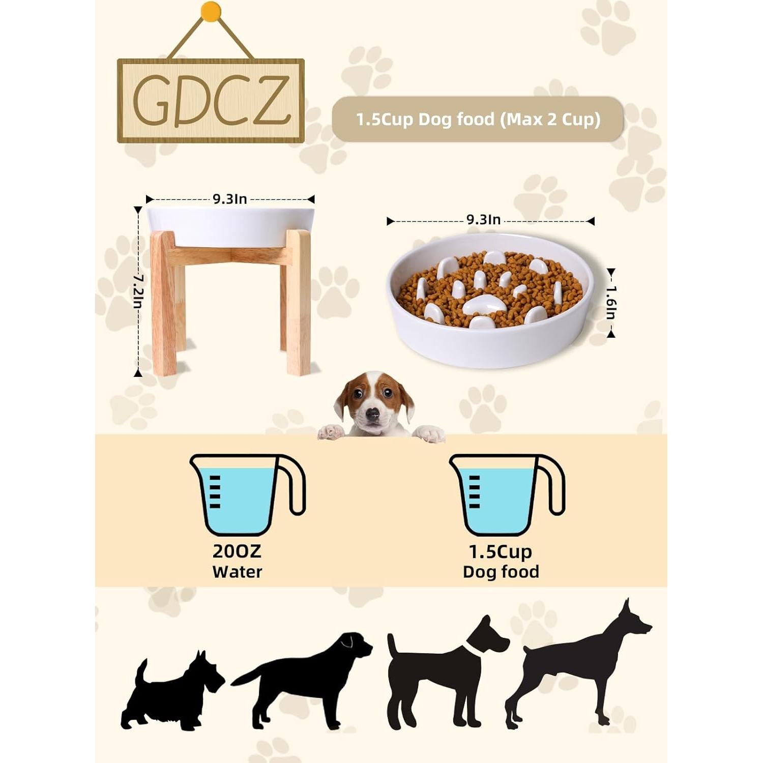Cuenco de Cerámica para Perros GDCZ M-1.3 Tazas Blanco