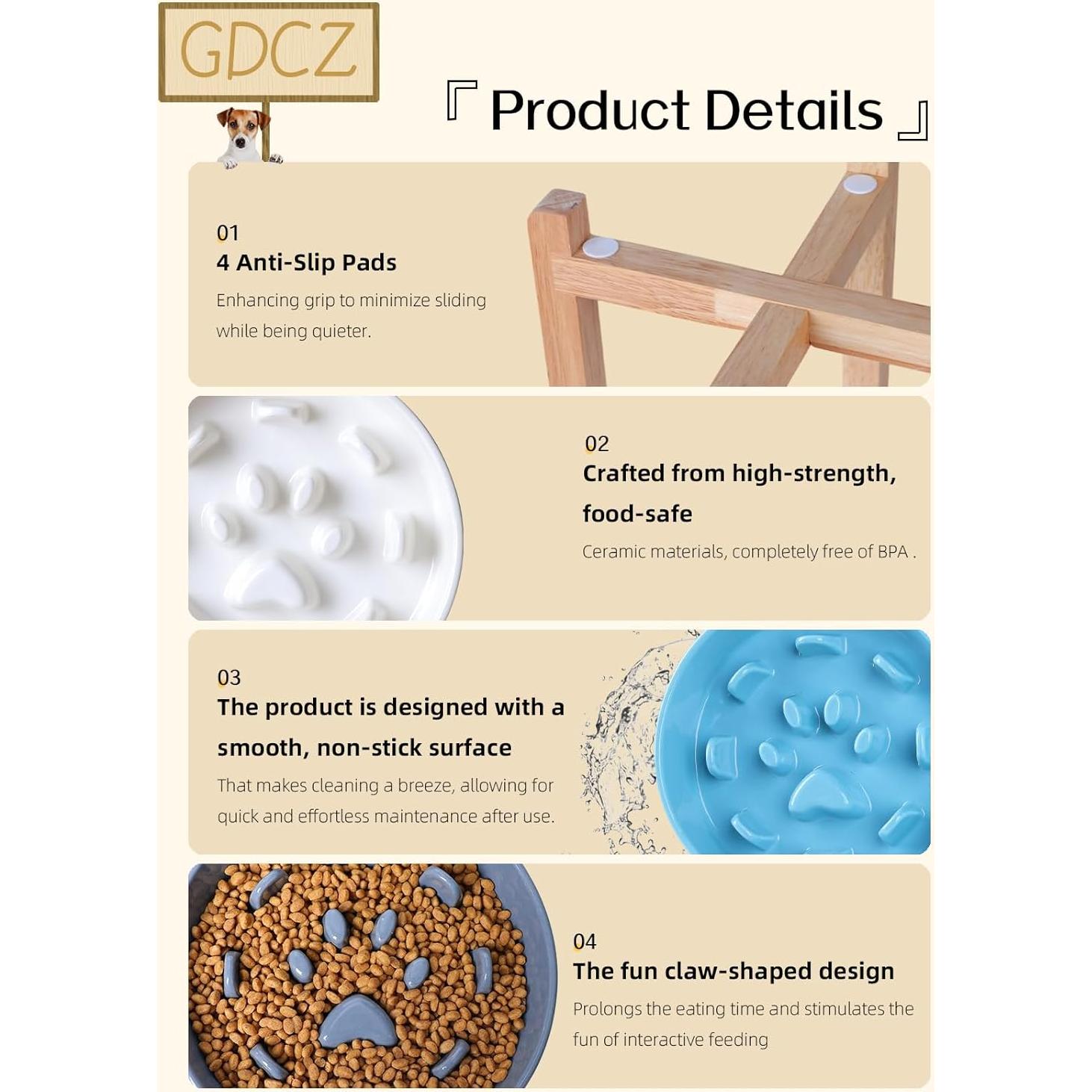 Cuenco de Cerámica para Perros GDCZ M-1.3 Tazas Blanco