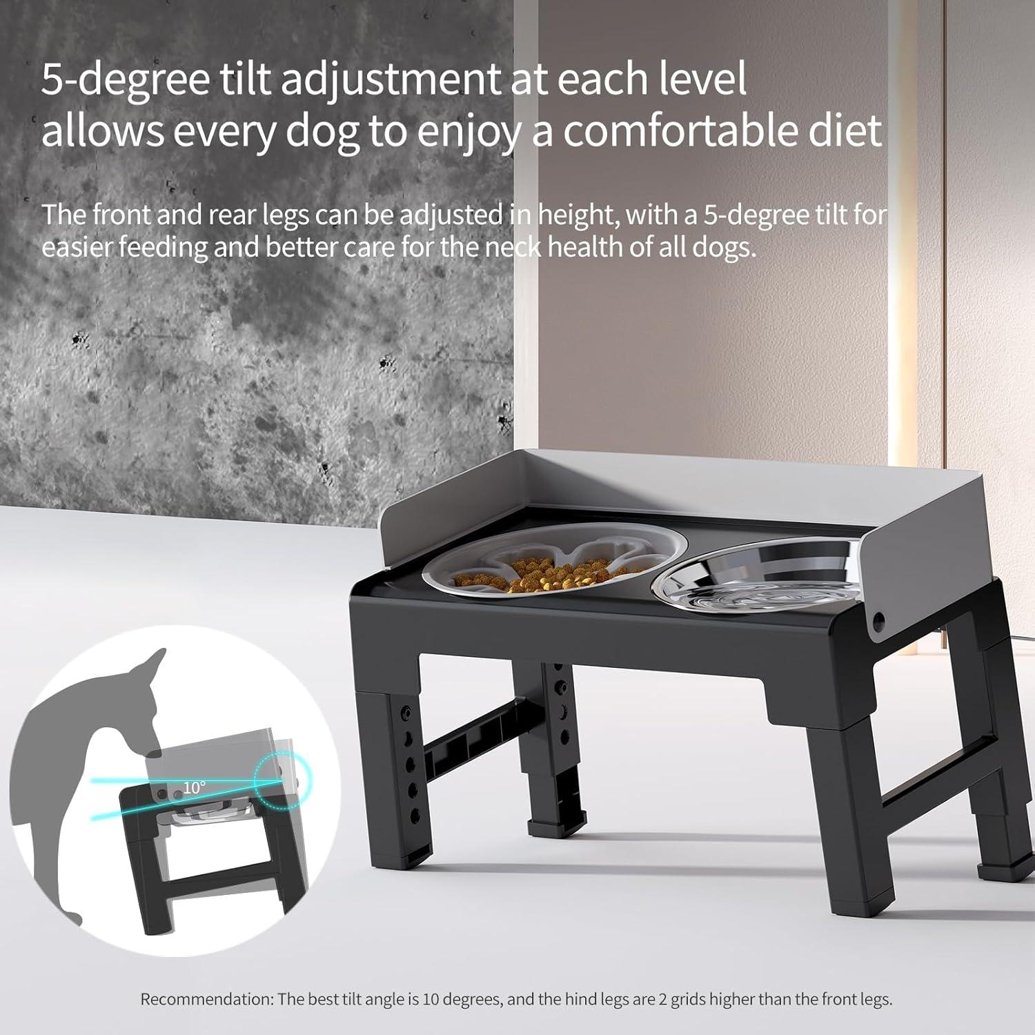 Soporte Elevado para Perros PAKEWAY con 2 Tazones Ajustable