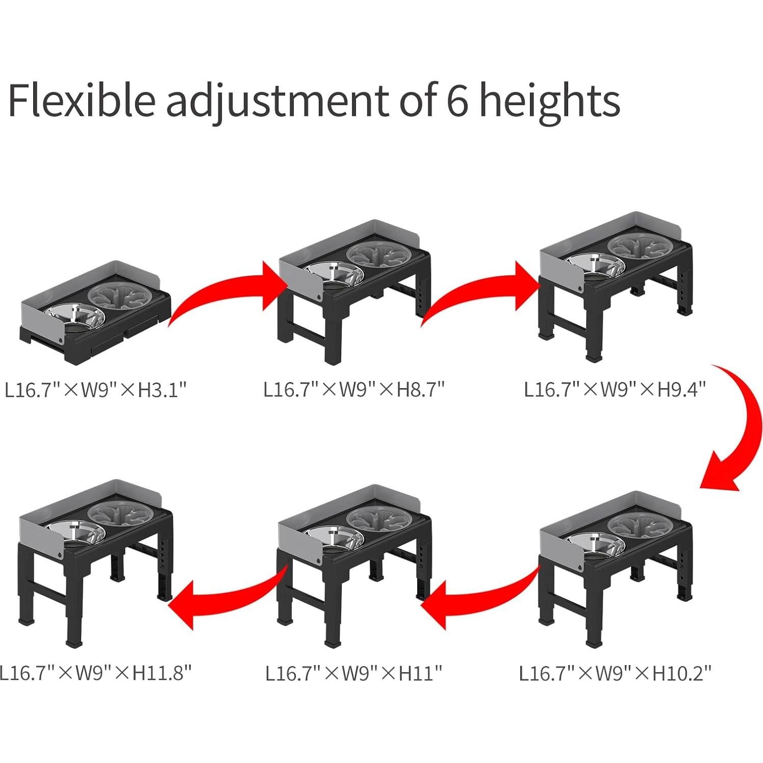 Soporte Elevado para Perros PAKEWAY con 2 Tazones Ajustable