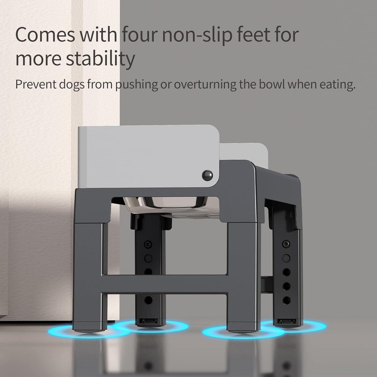 Soporte Elevado para Perros PAKEWAY con 2 Tazones Ajustable