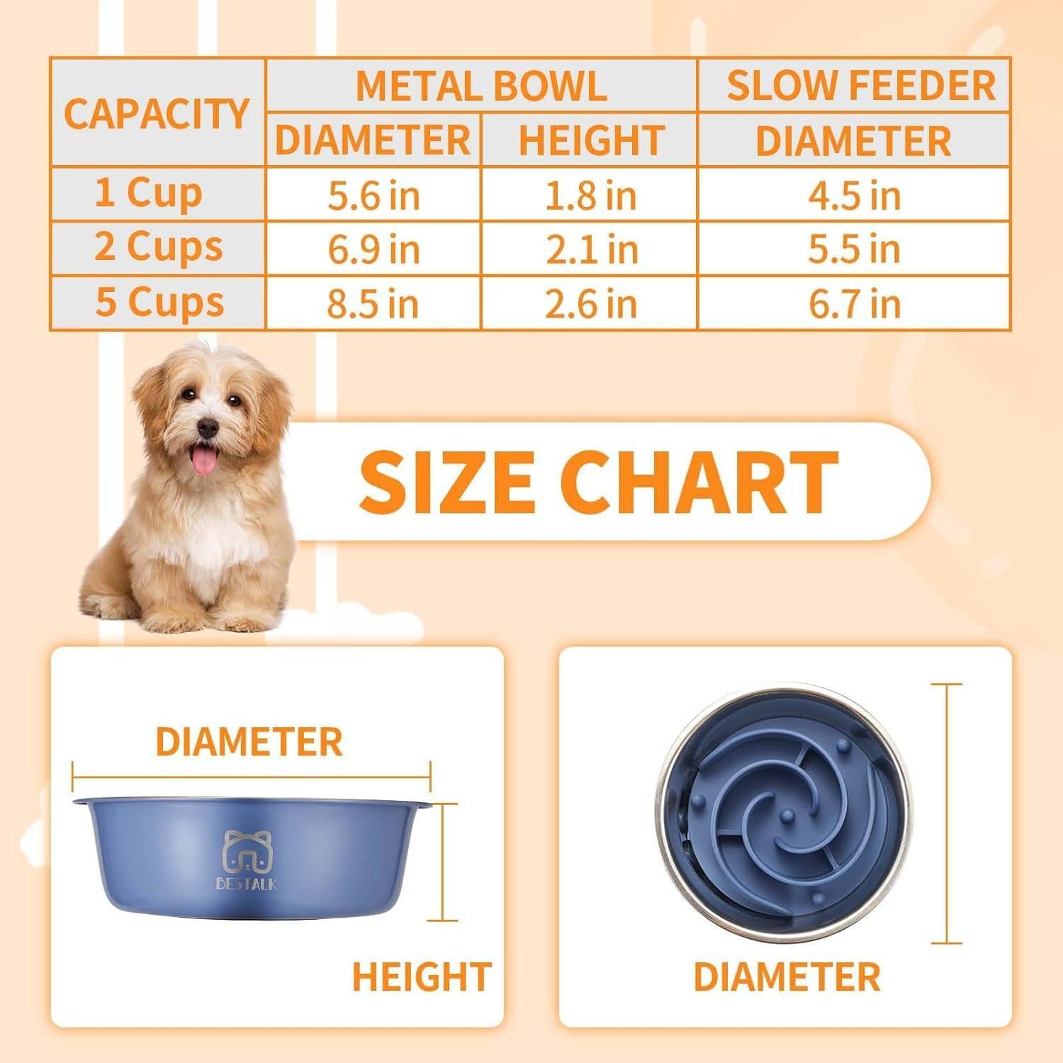 Cuenco para Perros 2-en-1 Bestalk Acero Inoxidable Antideslizante