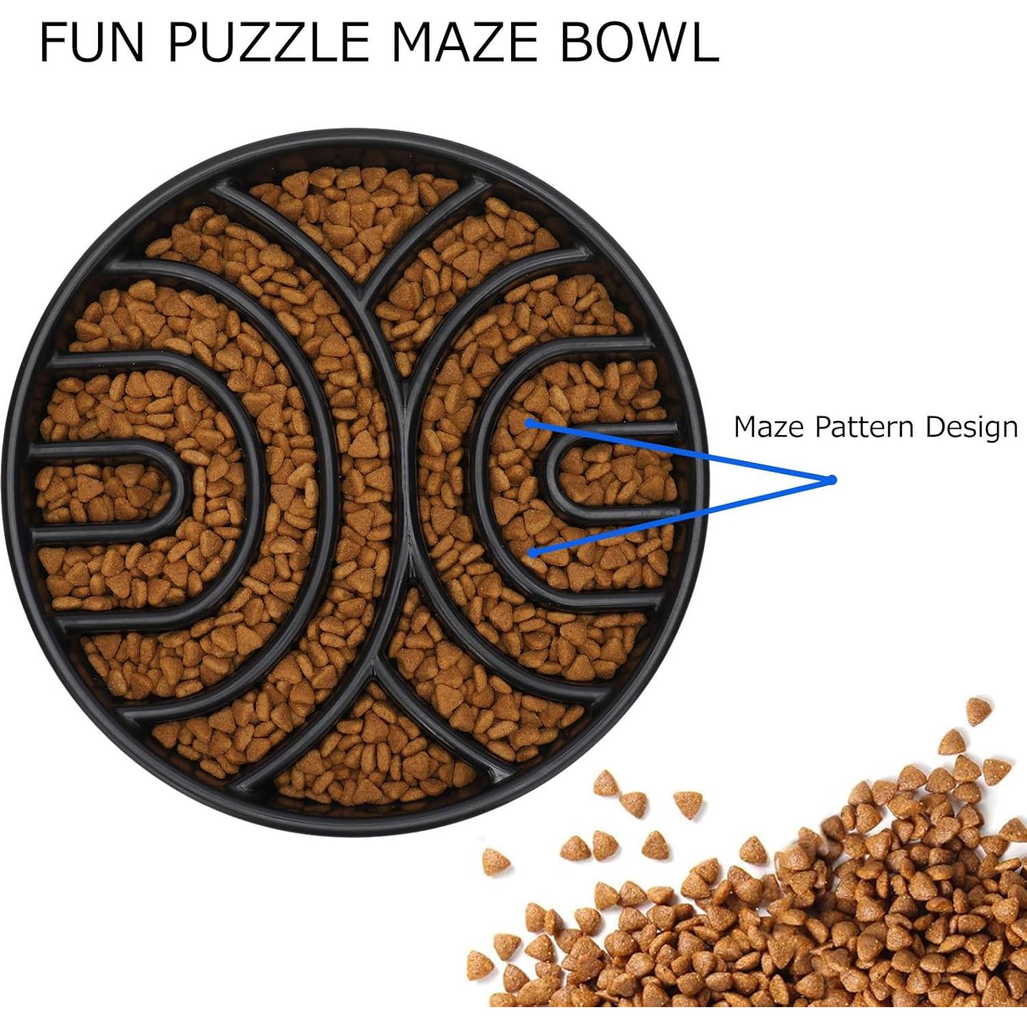 Tazón de Comida Lenta WHIPPY para Perros Grandes - Antideslizante, 24.5 cm, Negro