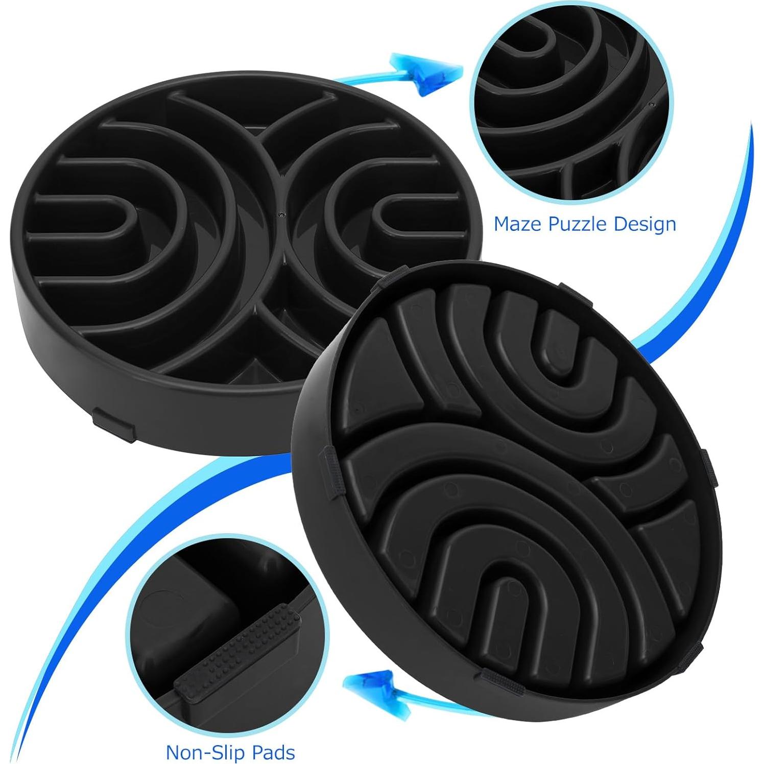 Tazón de Comida Lenta WHIPPY para Perros Grandes - Antideslizante, 24.5 cm, Negro