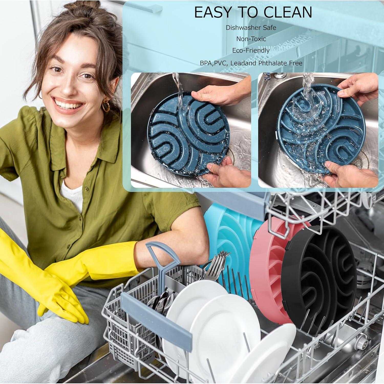 Tazón de Comida Lenta WHIPPY para Perros Grandes - Antideslizante, 24.5 cm, Negro