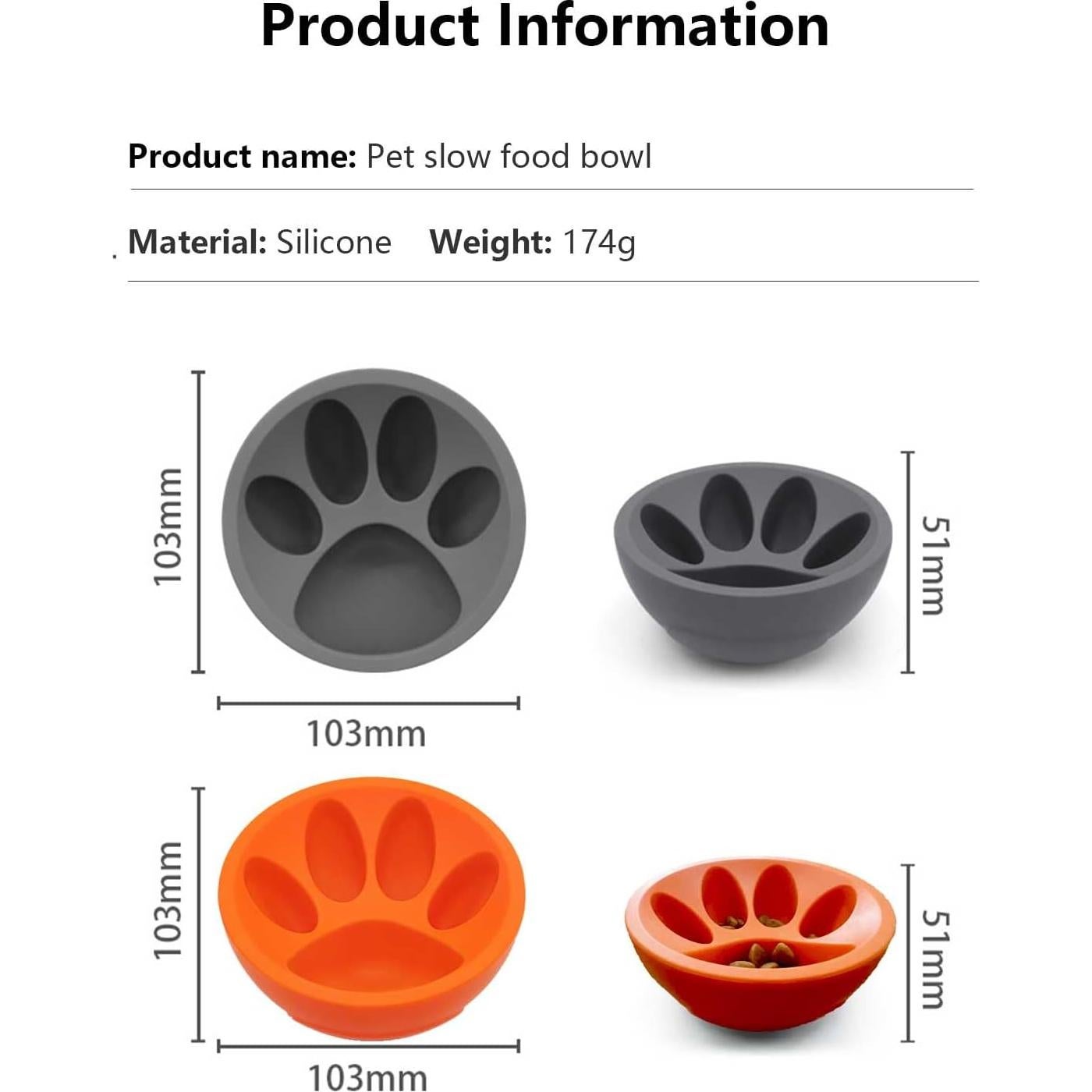 Cuenco de Comida Lenta para Perros Femont Naranja 10.67cm
