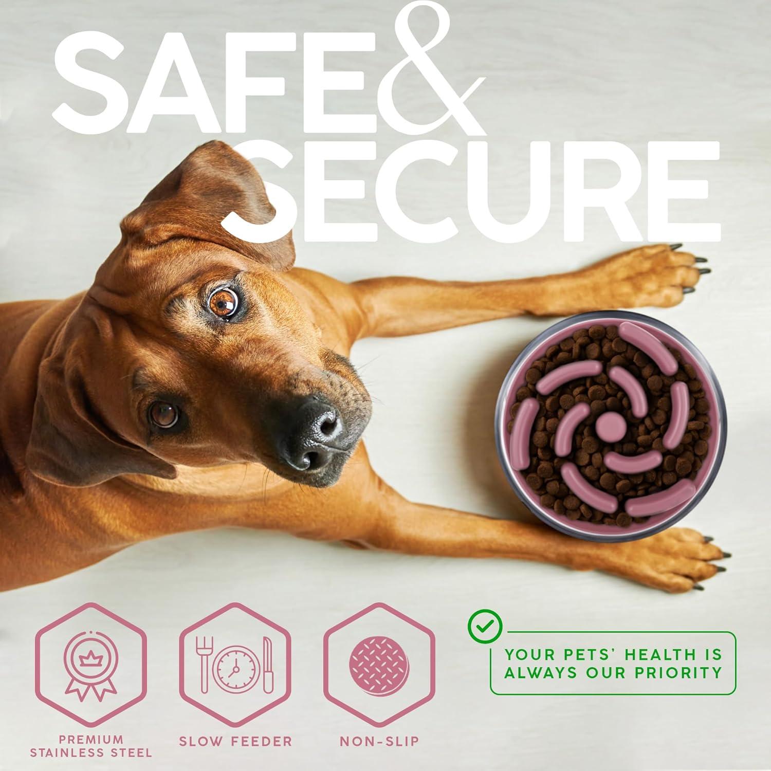 Tazón de Alimentación Lenta para Perros FAHRMOSIS 32 Oz Rosa