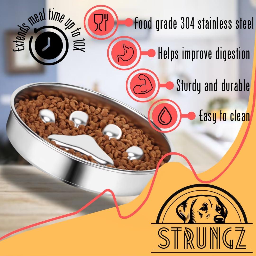 Tazón para Perros Antideslizante STRUNGZ - 2 Tazas Acero Inoxidable