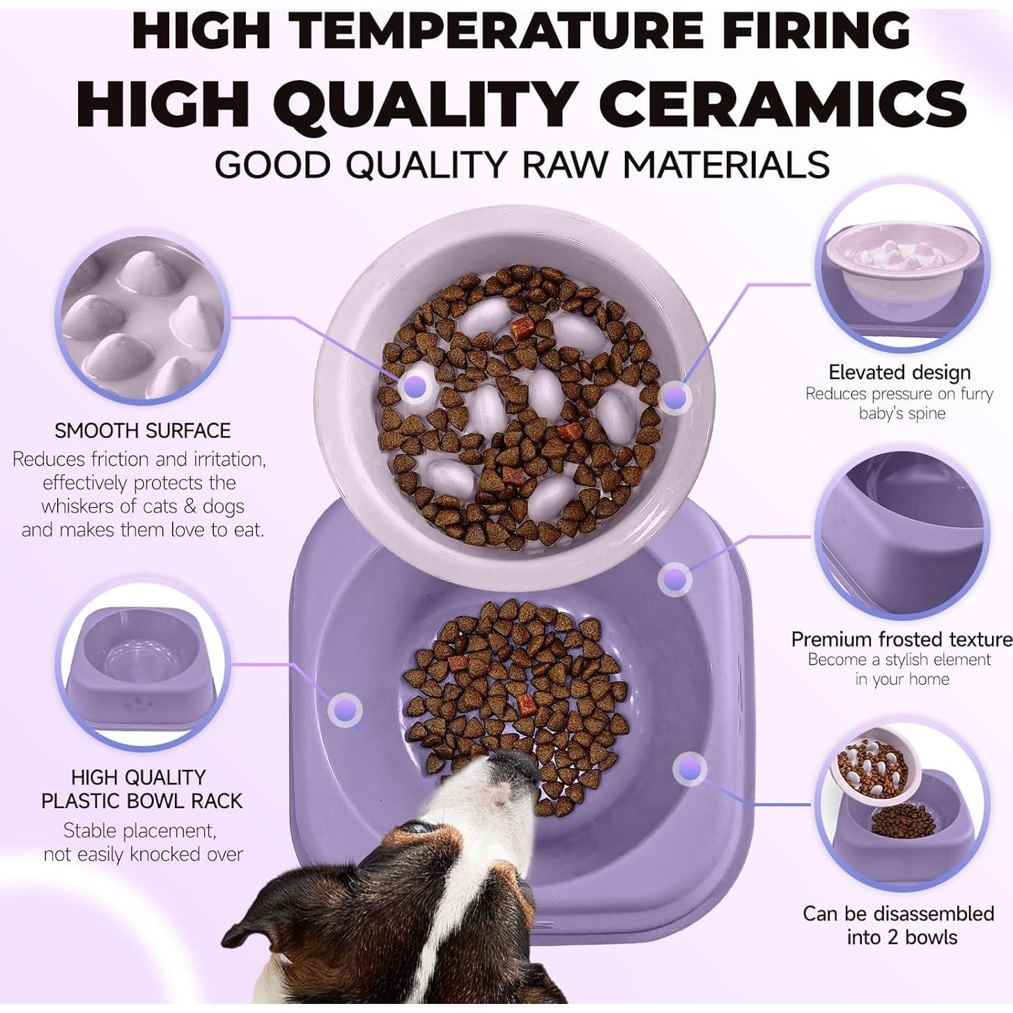 Cuenco de Alimentación Lento Cerámica AXIIJGL 18.3cm para Perros y Gatos