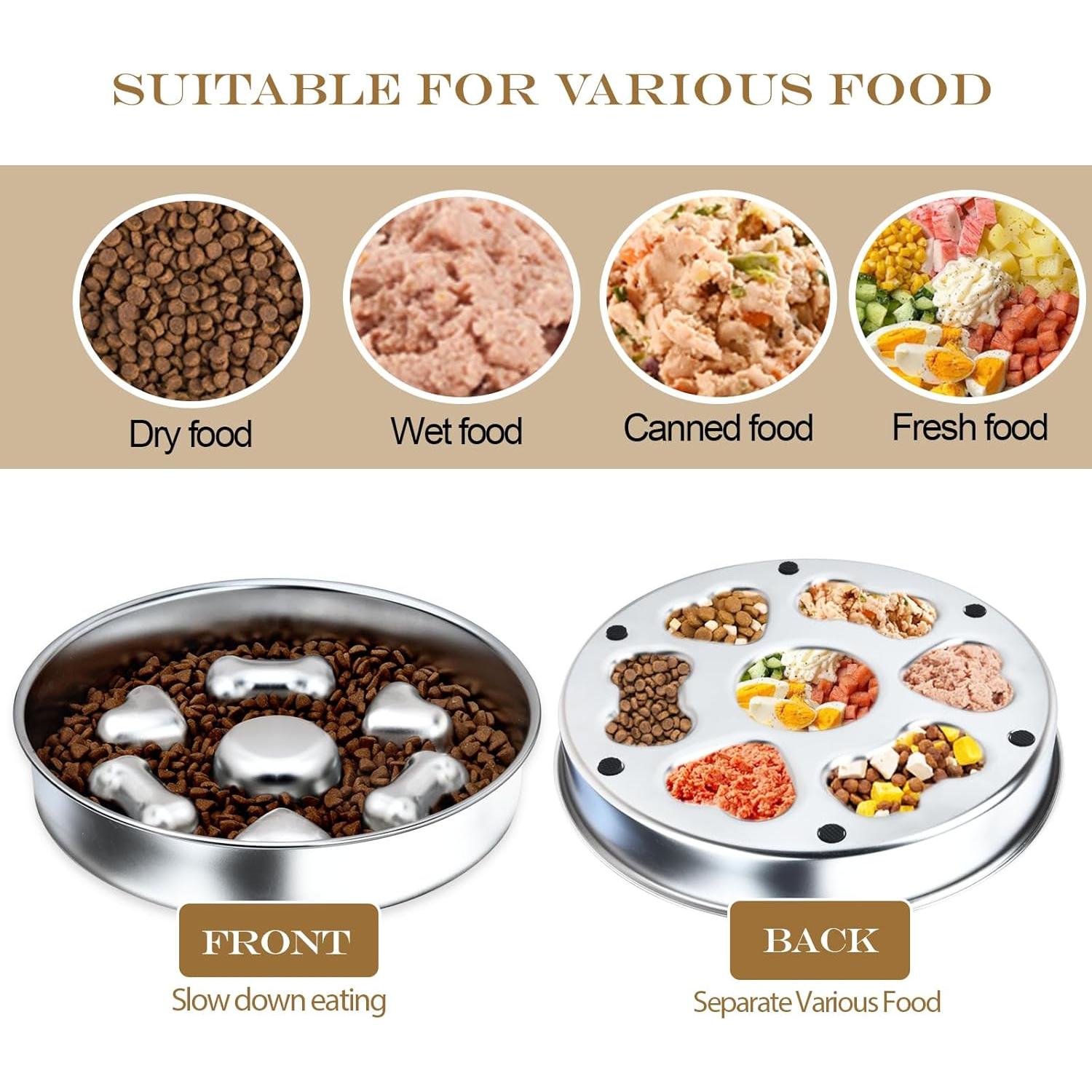 Cuenco de Alimentación Lenta para Perros DEWVIE Acero Inoxidable 23.4cm