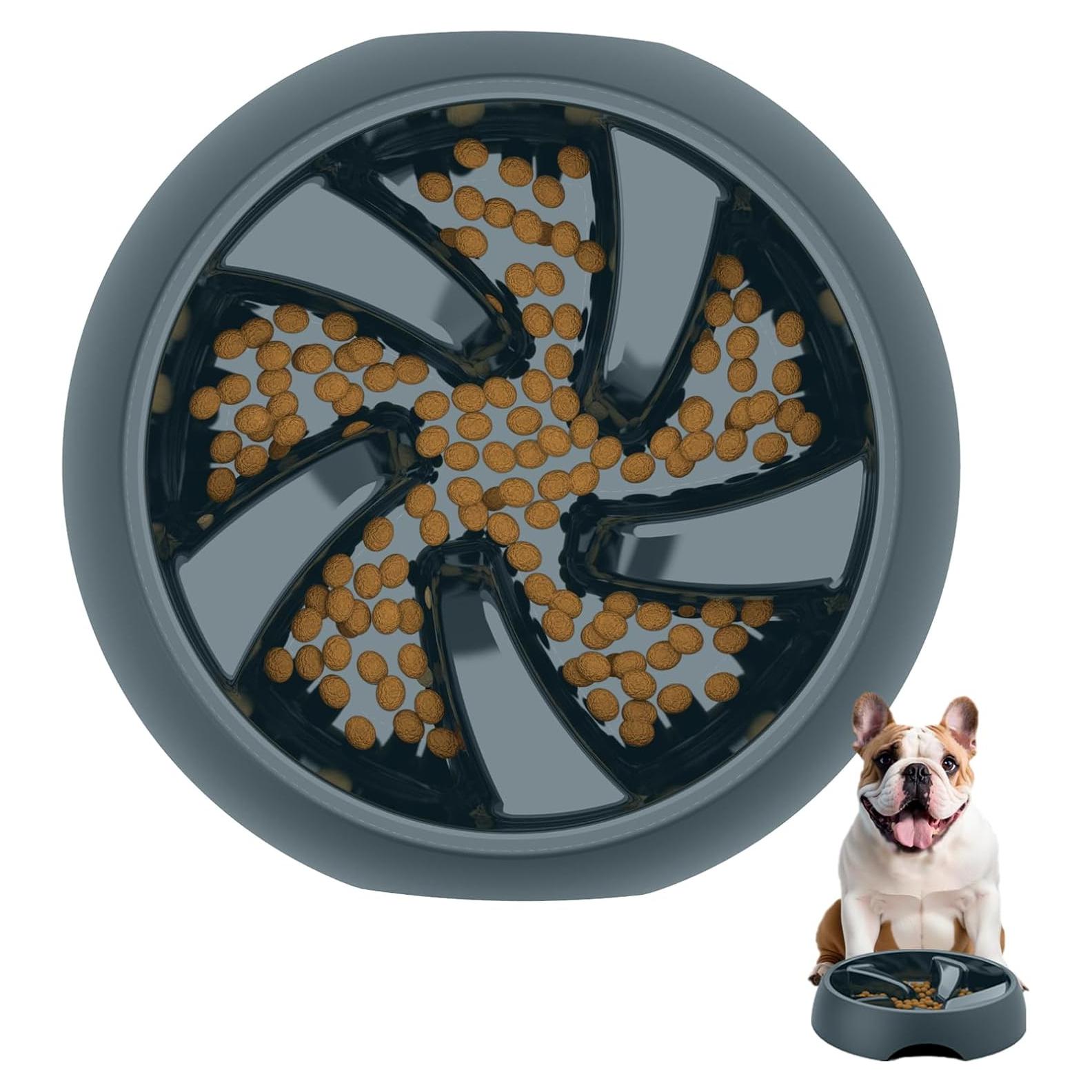 Plato de Comida Lenta para Perros Beluxurfur 2 Tazas Gris Azul