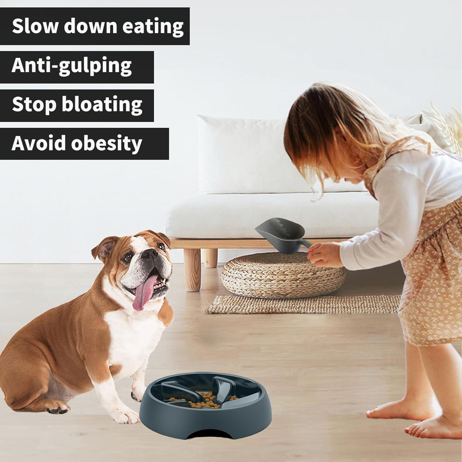 Plato de Comida Lenta para Perros Beluxurfur 2 Tazas Gris Azul