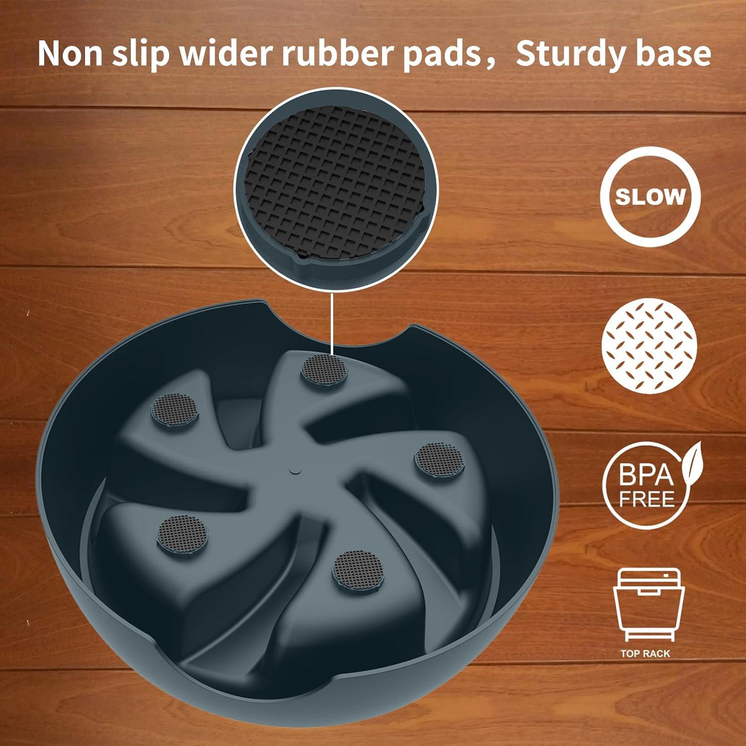 Plato de Comida Lenta para Perros Beluxurfur 2 Tazas Gris Azul