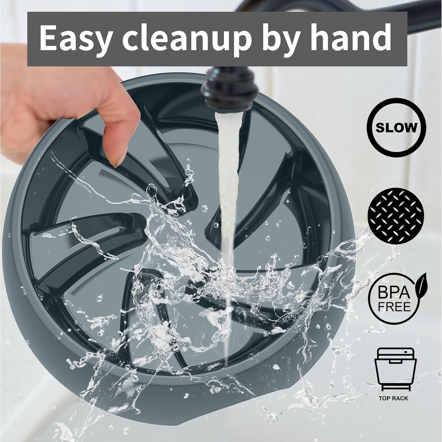 Plato de Comida Lenta para Perros Beluxurfur 2 Tazas Gris Azul