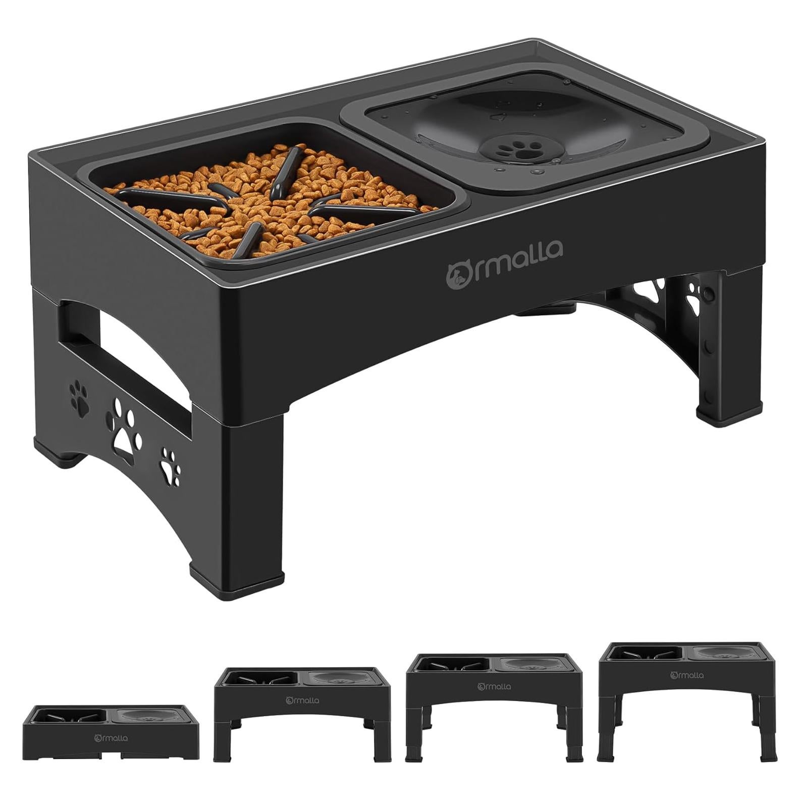 Cuencos Elevados para Perros Ormalla Ajustables 4 Alturas