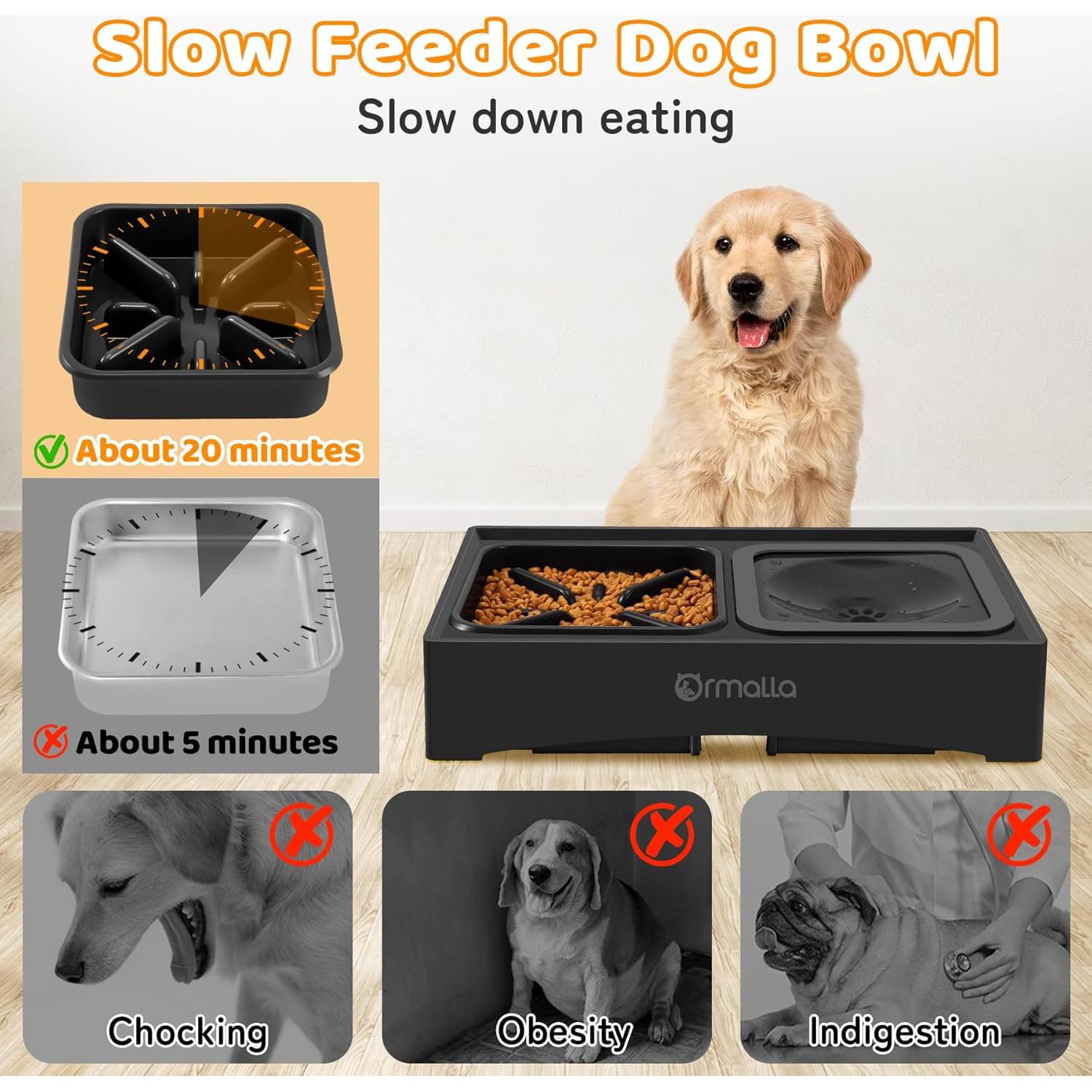 Cuencos Elevados para Perros Ormalla Ajustables 4 Alturas