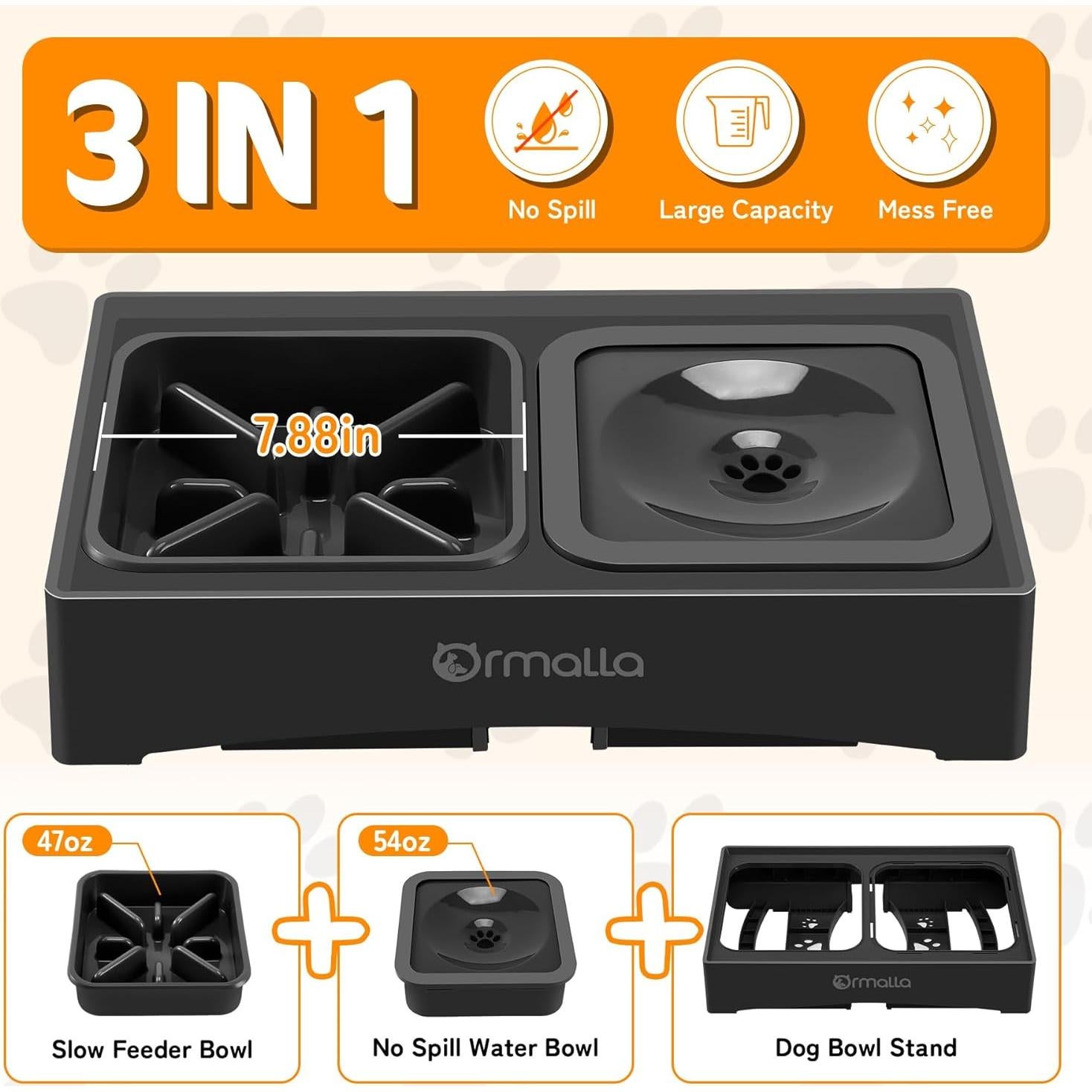 Cuencos Elevados para Perros Ormalla Ajustables 4 Alturas