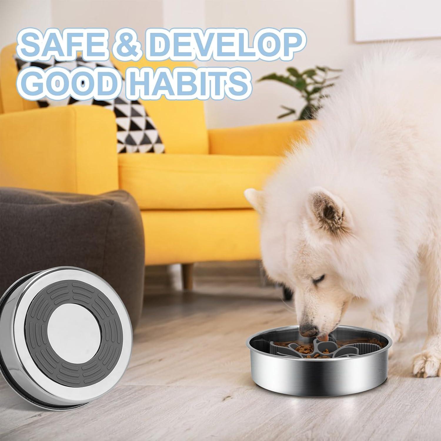 Cuencos para Perros 2-en-1 LIANGUI Acero Inoxidable Antideslizante