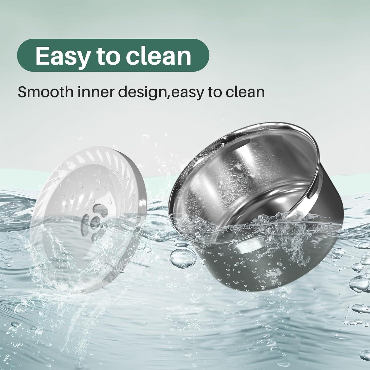 Cuenco de Agua Lento Gardner Pet 3.85L Acero Inoxidable Negro