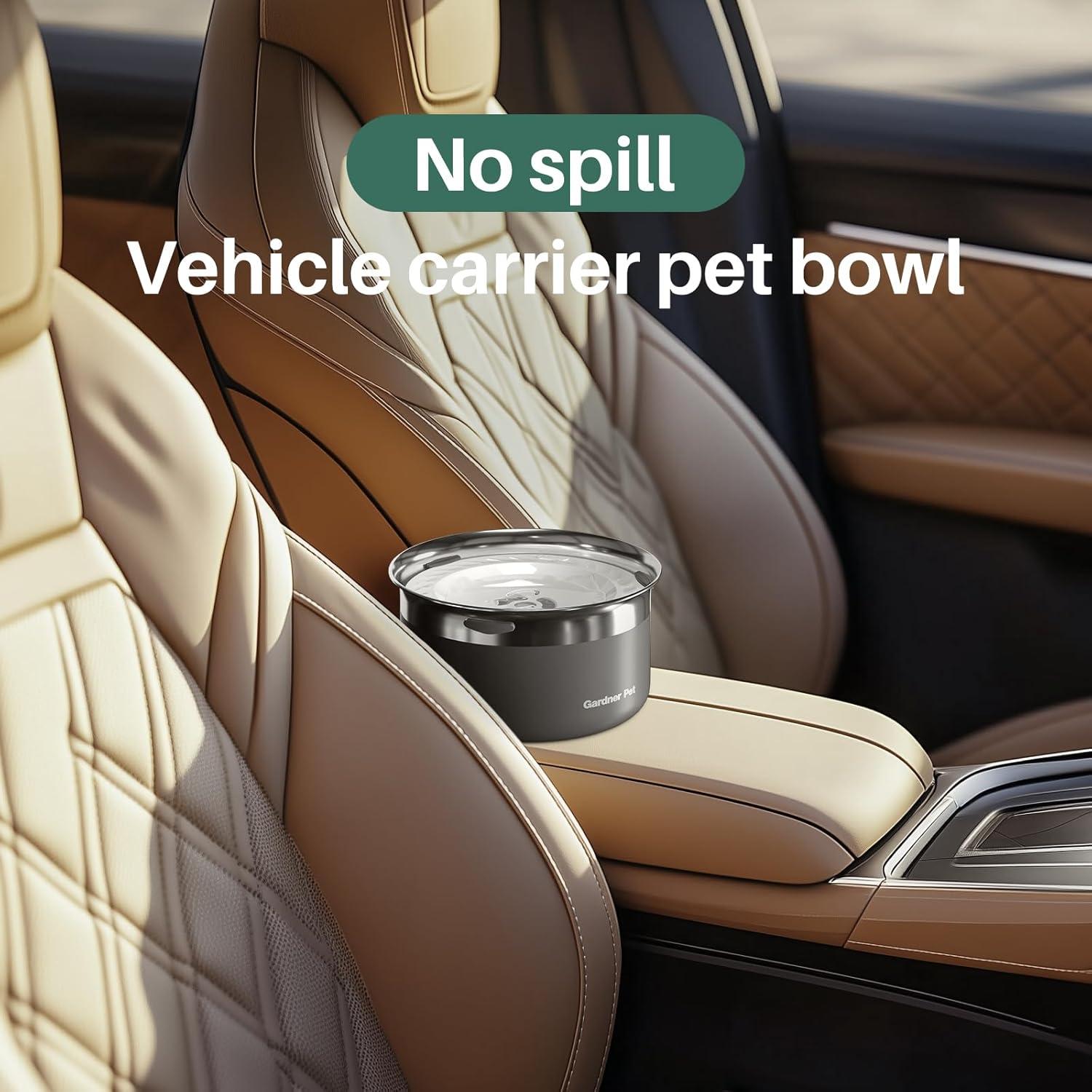 Cuenco de Agua Lento Gardner Pet 3.85L Acero Inoxidable Negro