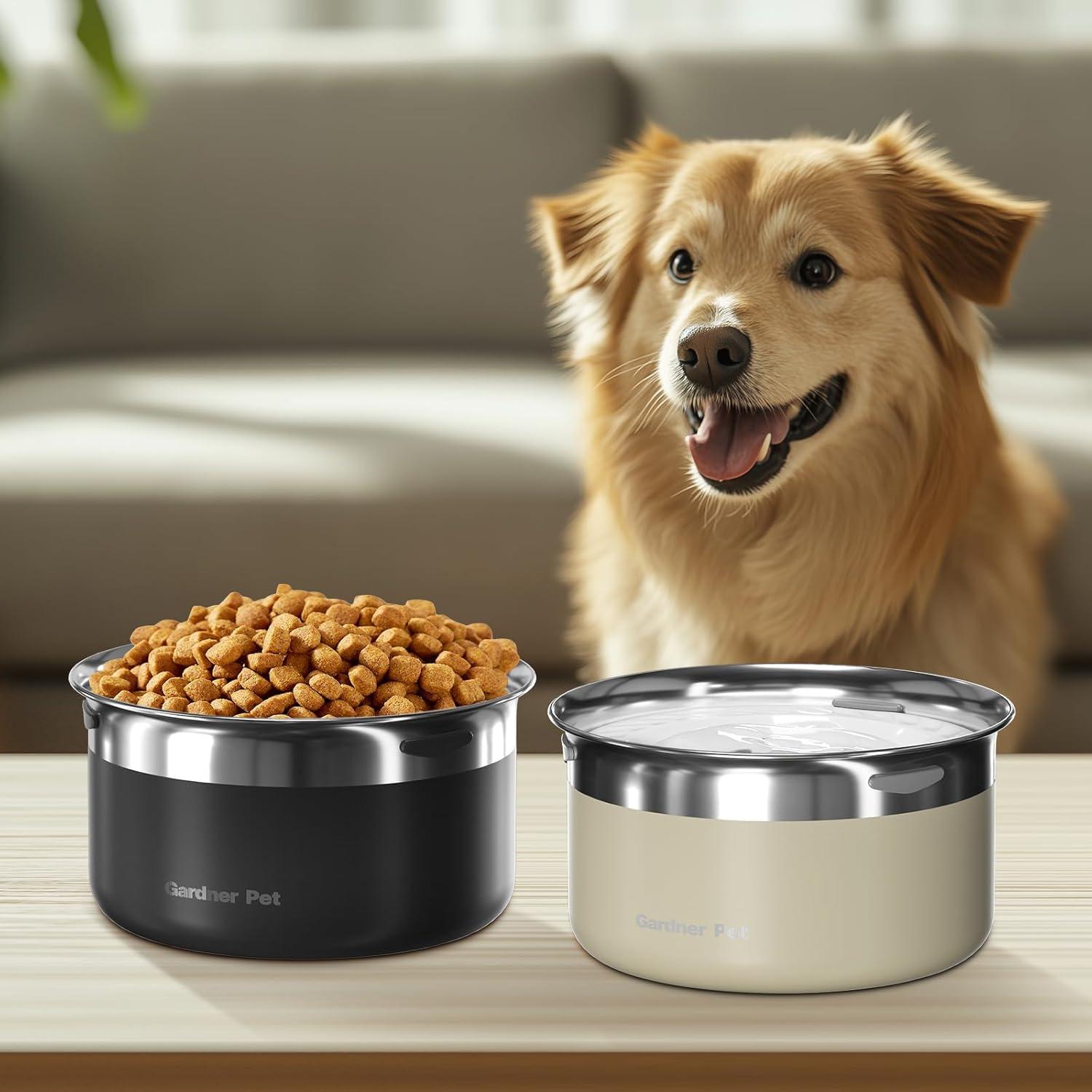 Cuenco de Agua Lento Gardner Pet 3.85L Acero Inoxidable Negro