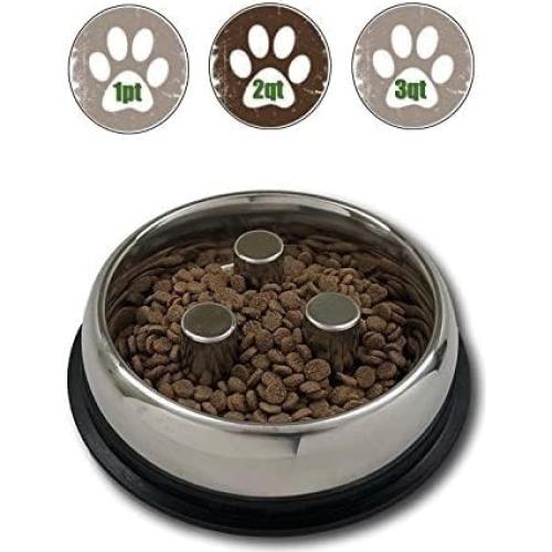 Tazón de Acero Inoxidable QT Dog Brake-Fast 0.47 L Antideslizante