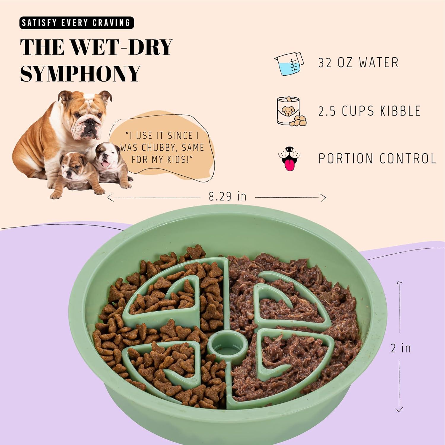 Comedero Lento AVERYDAY 2.5 Tazas para Perros Grandes Verde