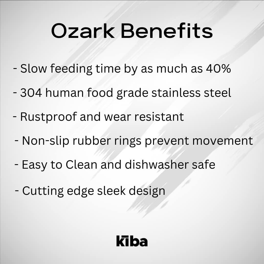 Tazón de Alimentación Lenta Kiba Ozark 64oz Acero Inoxidable