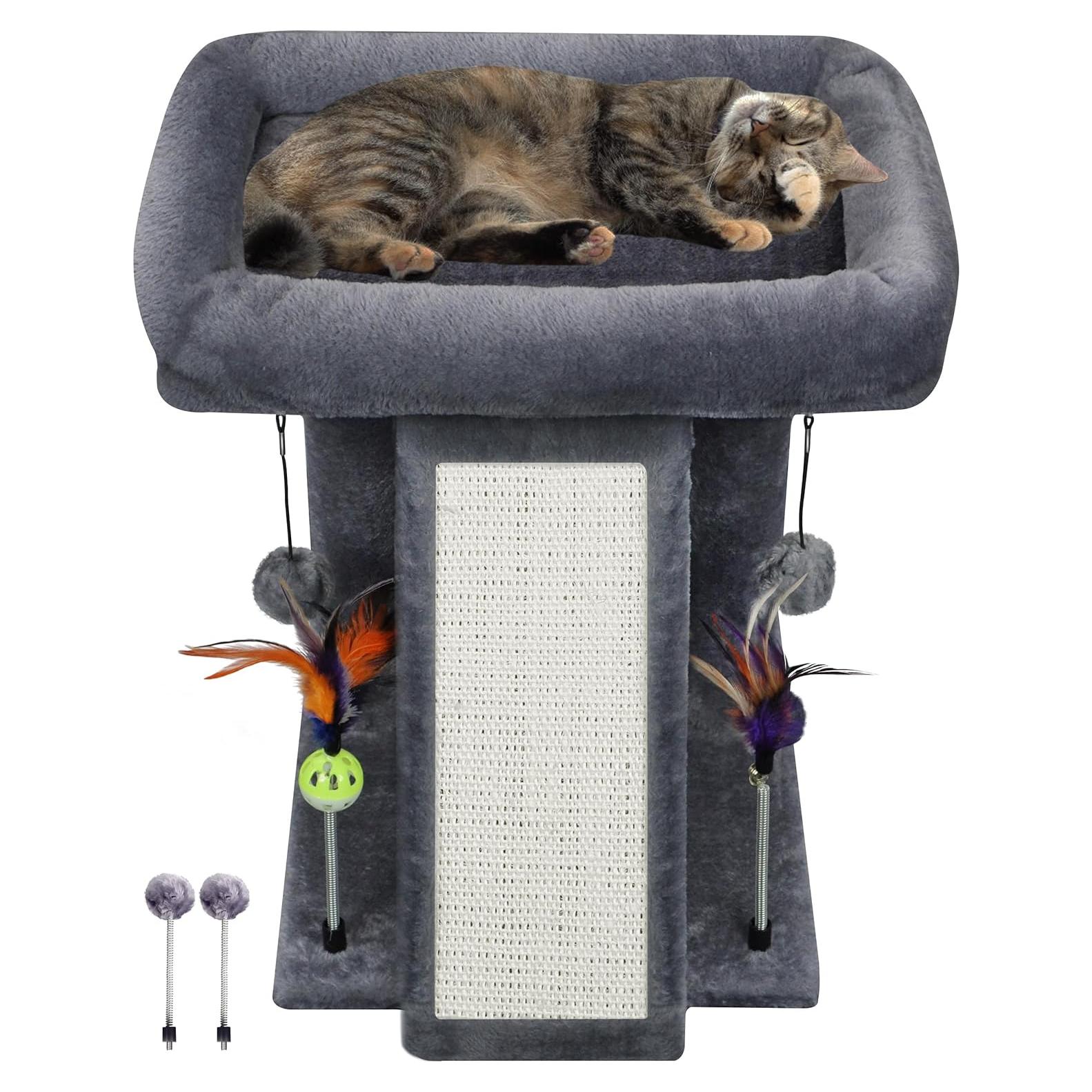 Torre para Gatos TWDEPART con Rascador y Juguetes, Gris