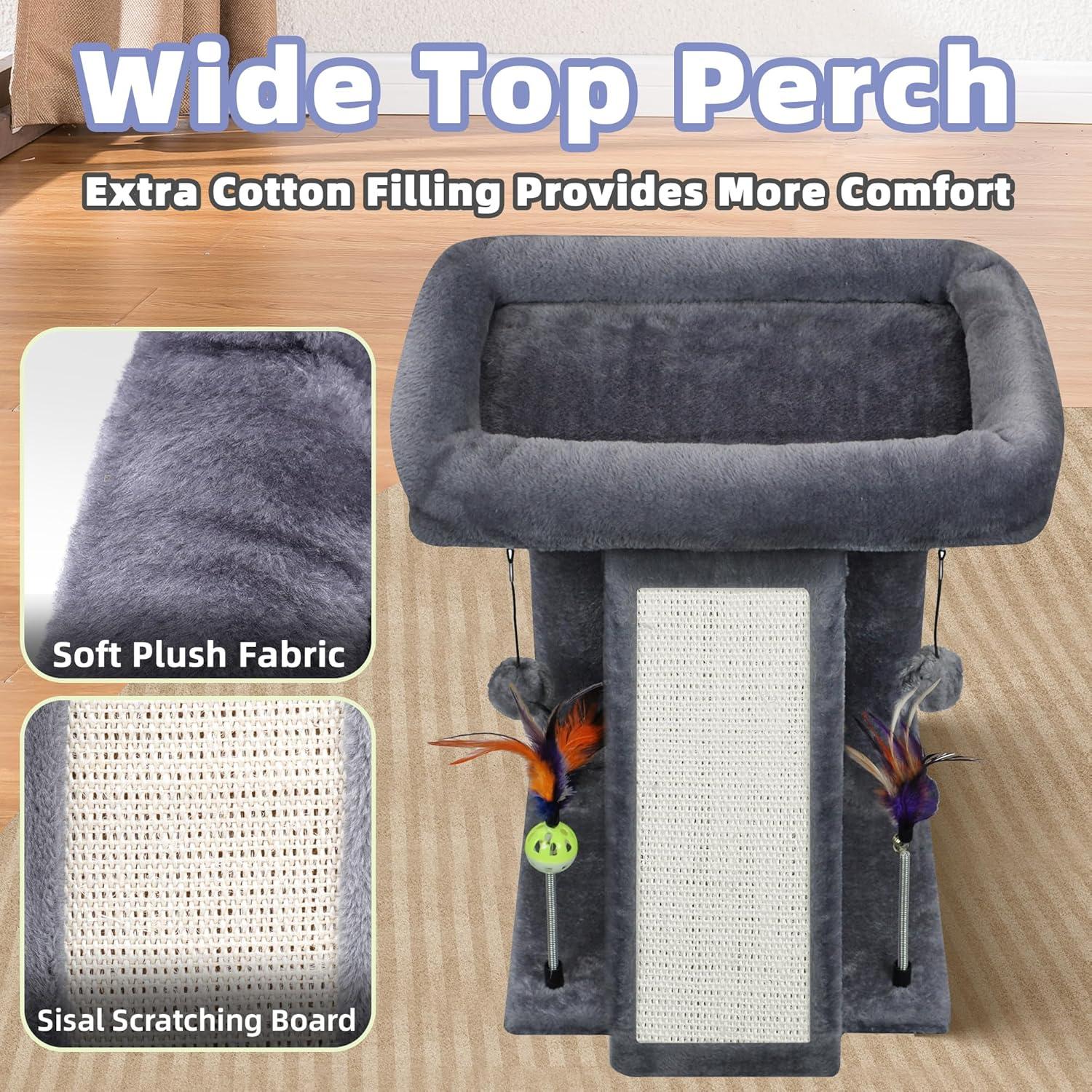 Torre para Gatos TWDEPART con Rascador y Juguetes, Gris