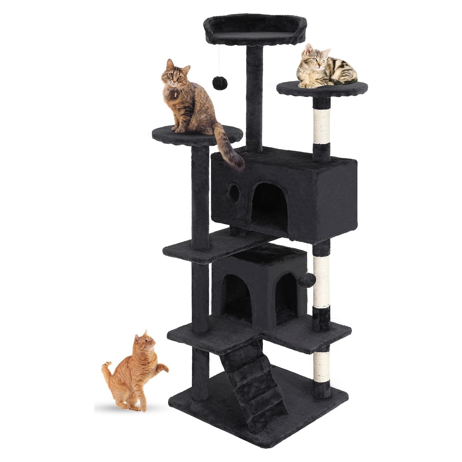 Árbol para Gatos FDW 137cm Multi-Nivel Gris Oscuro