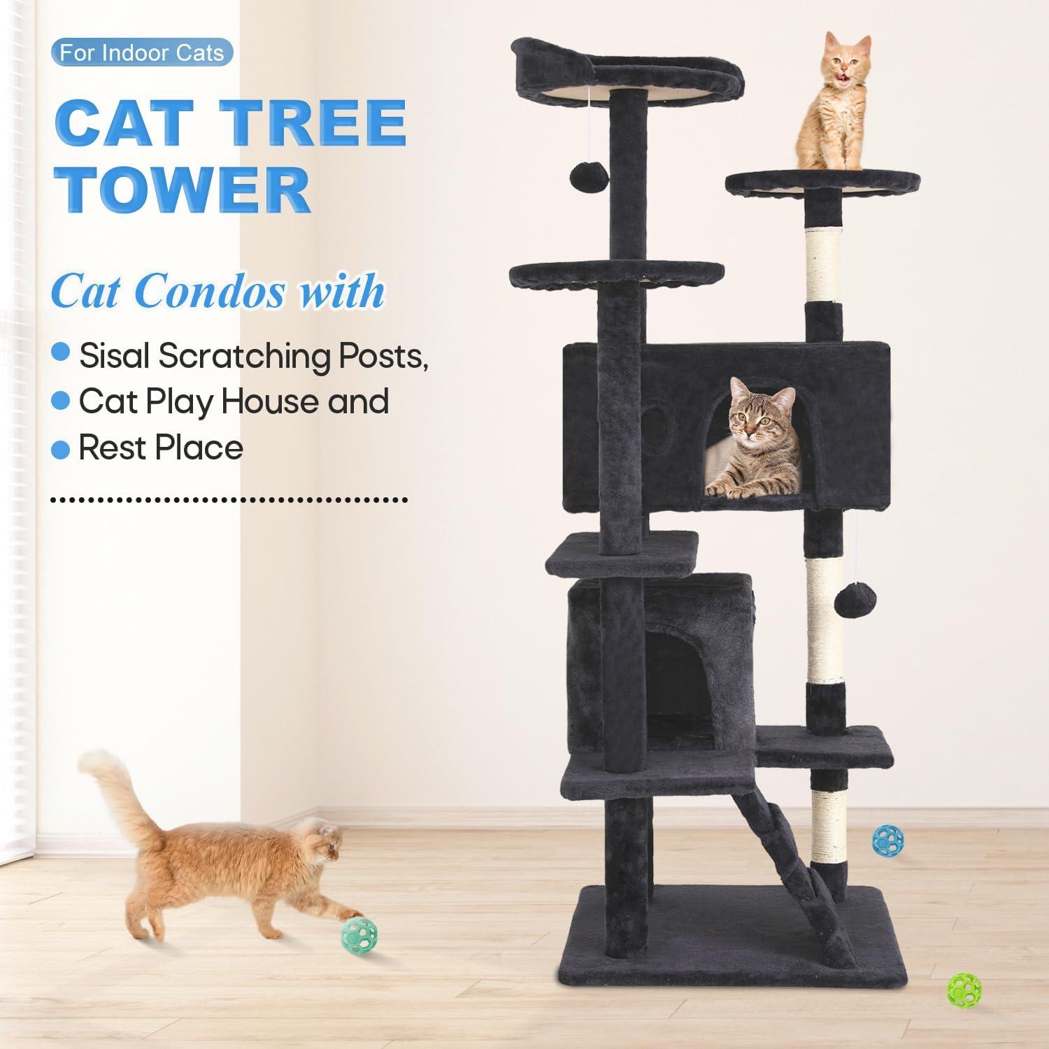 Árbol para Gatos FDW 137cm Multi-Nivel Gris Oscuro