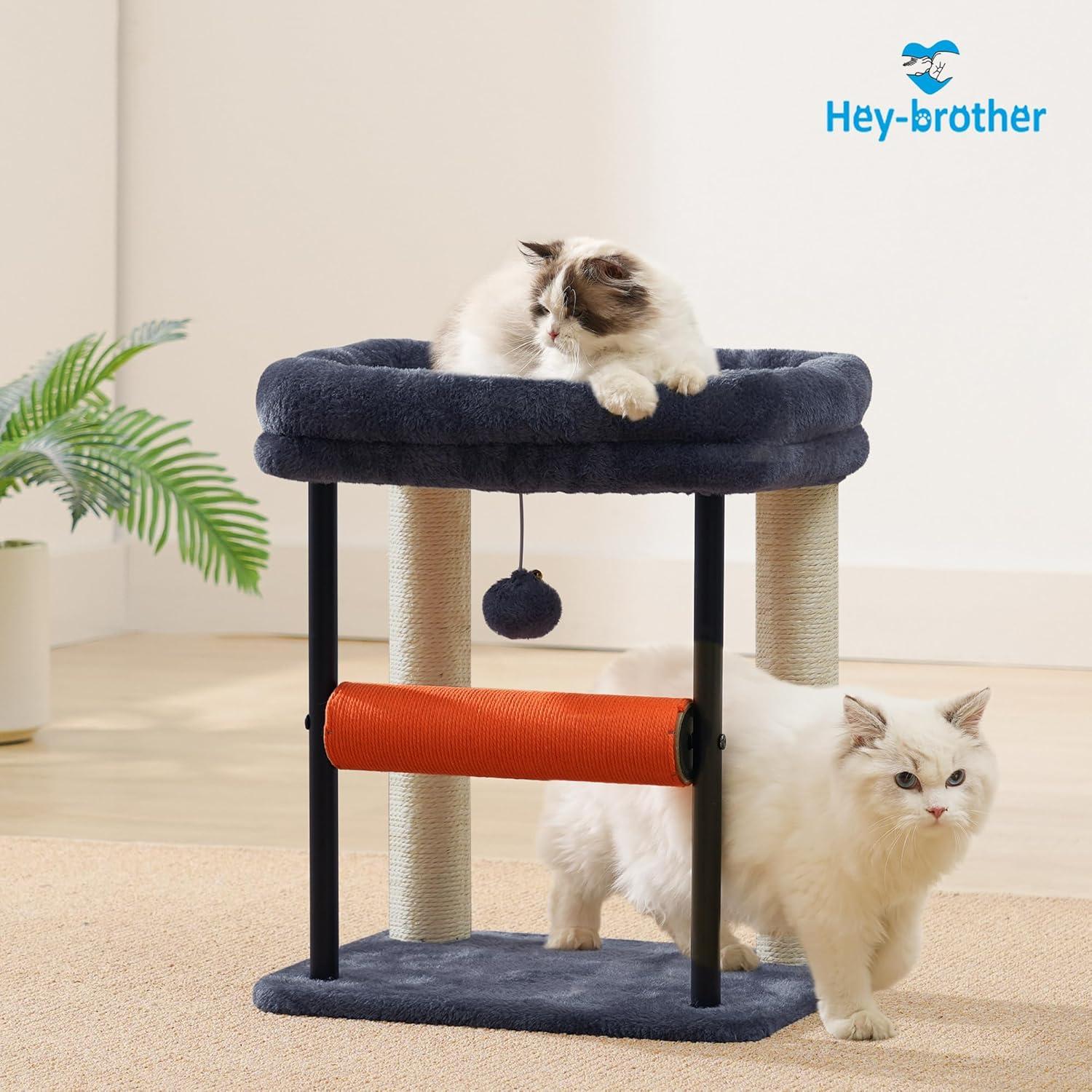 Árbol para Gatos Hey-brother 48 cm Gris Humo con Rascador