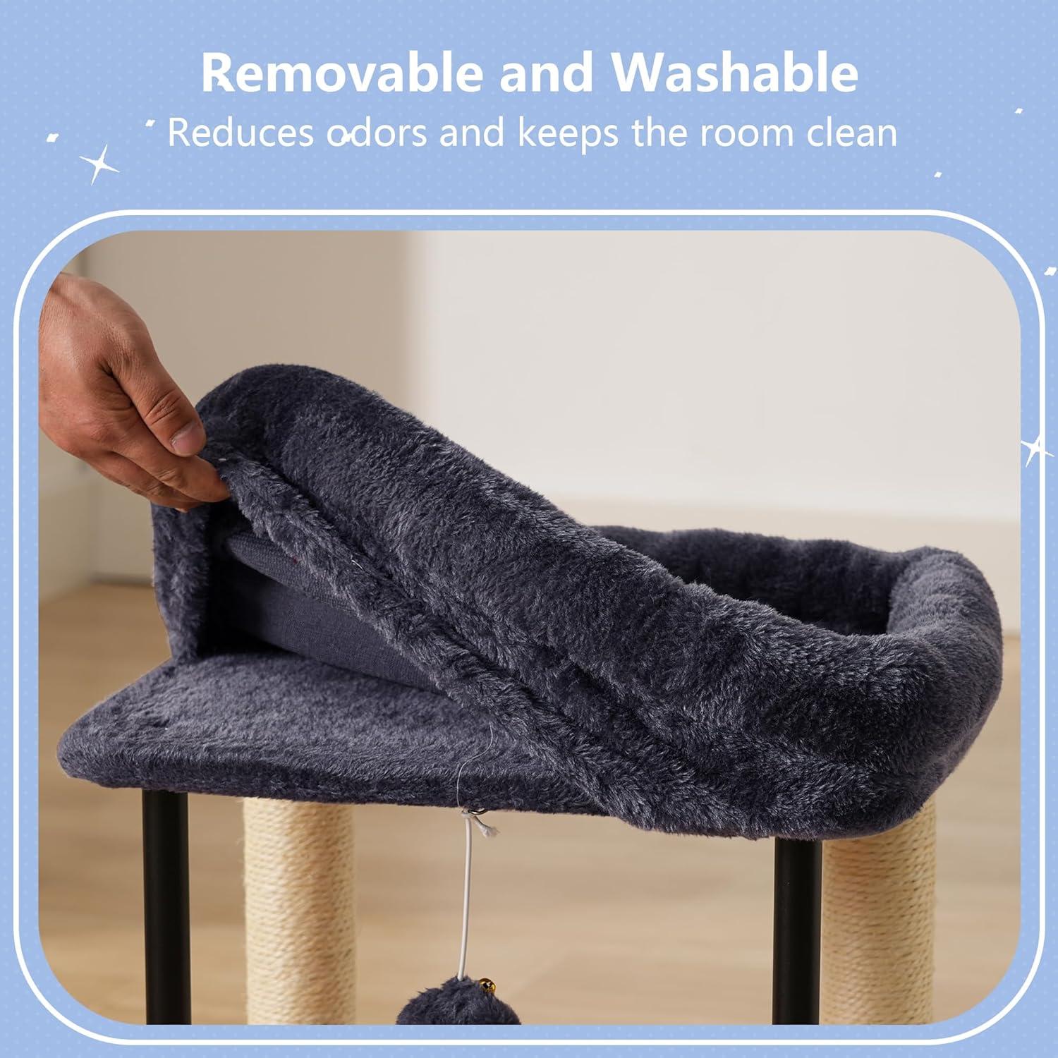 Árbol para Gatos Hey-brother 48 cm Gris Humo con Rascador