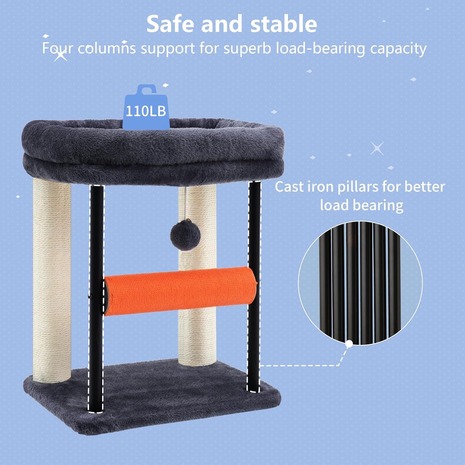 Árbol para Gatos Hey-brother 48 cm Gris Humo con Rascador