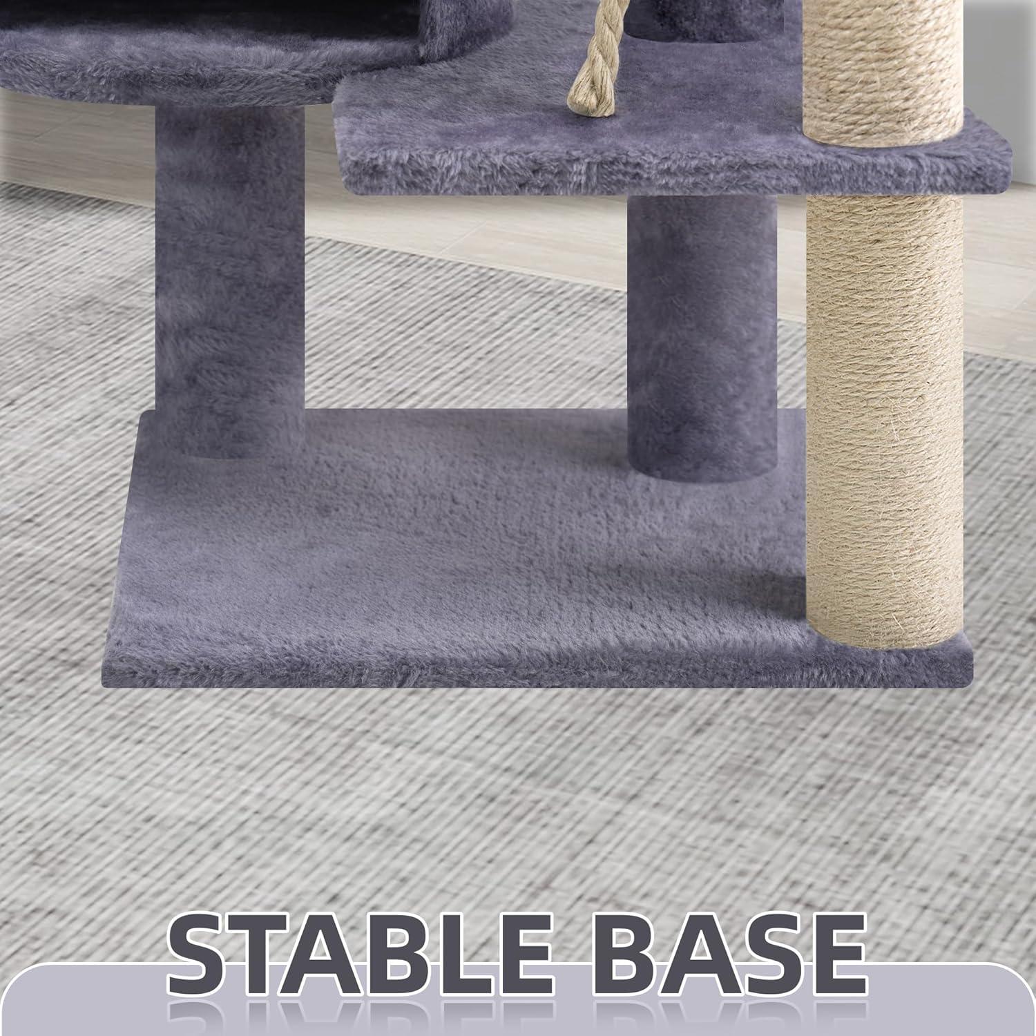 Árbol para Gatos TINWEIUS 108 cm con Postes para Rascar y Hamaca