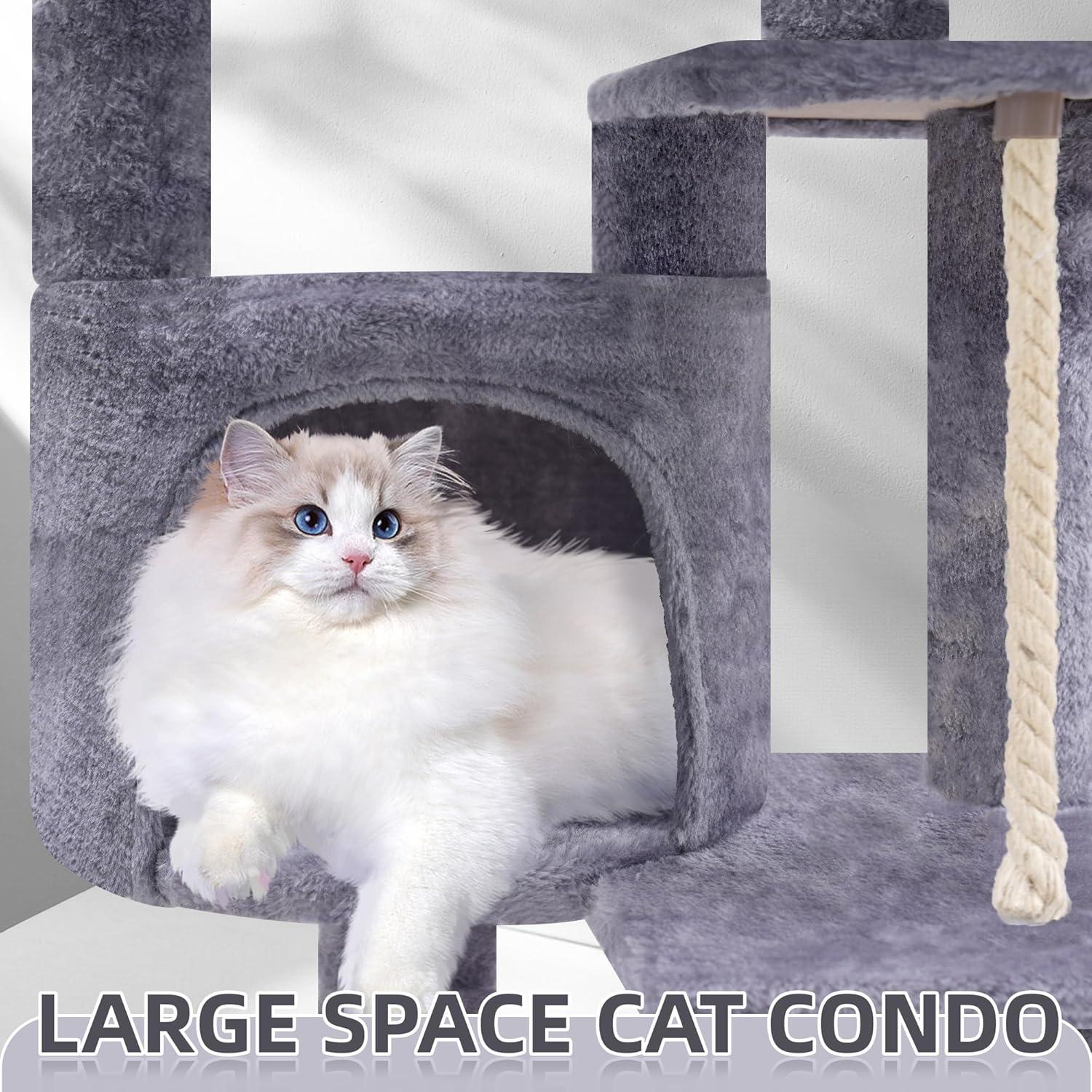 Árbol para Gatos TINWEIUS 108 cm con Postes para Rascar y Hamaca