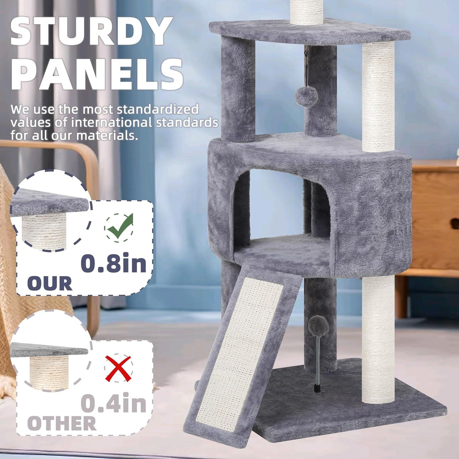 Torre para Gatos HUITREE 114.9cm con Rascador y Juguetes