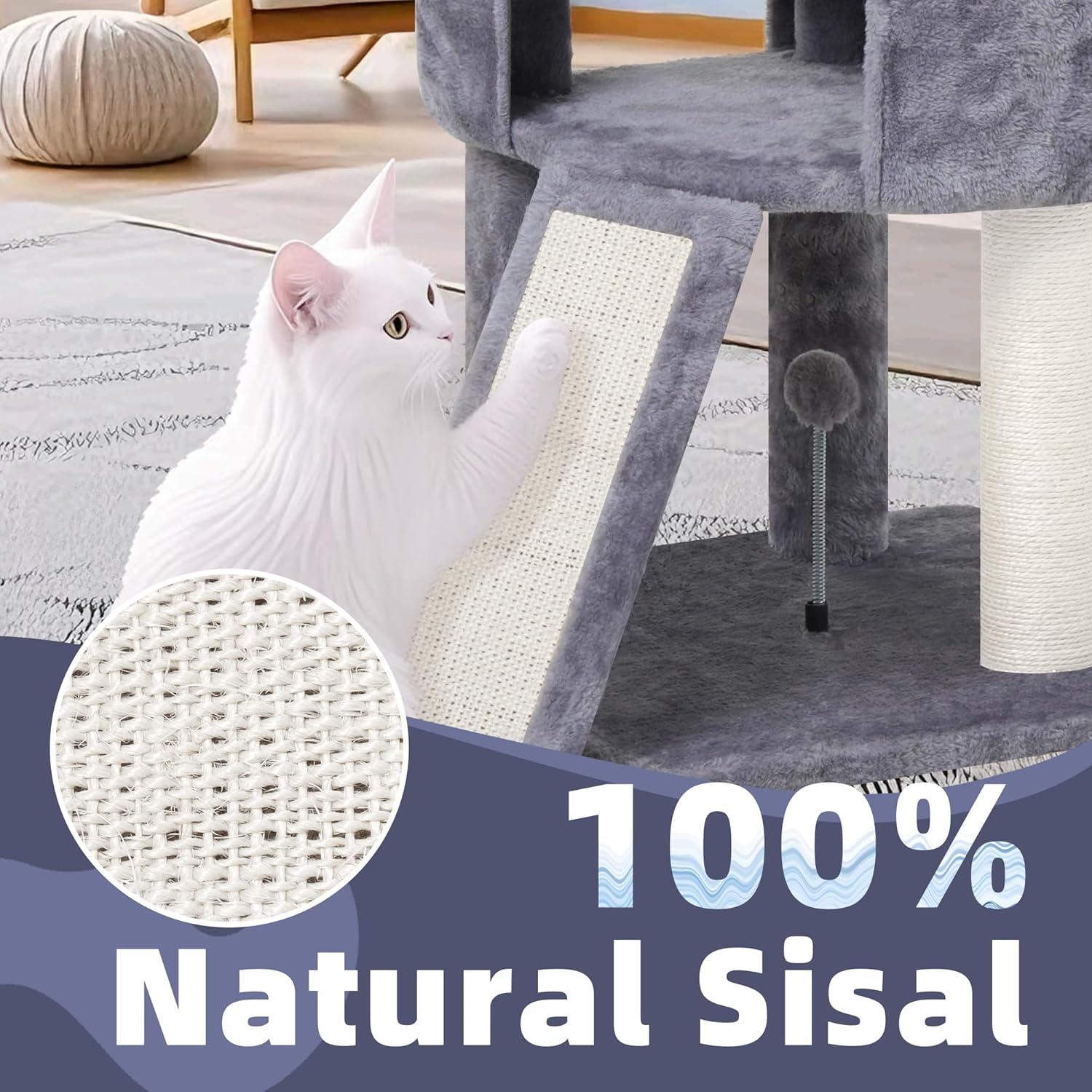 Torre para Gatos HUITREE 114.9cm con Rascador y Juguetes