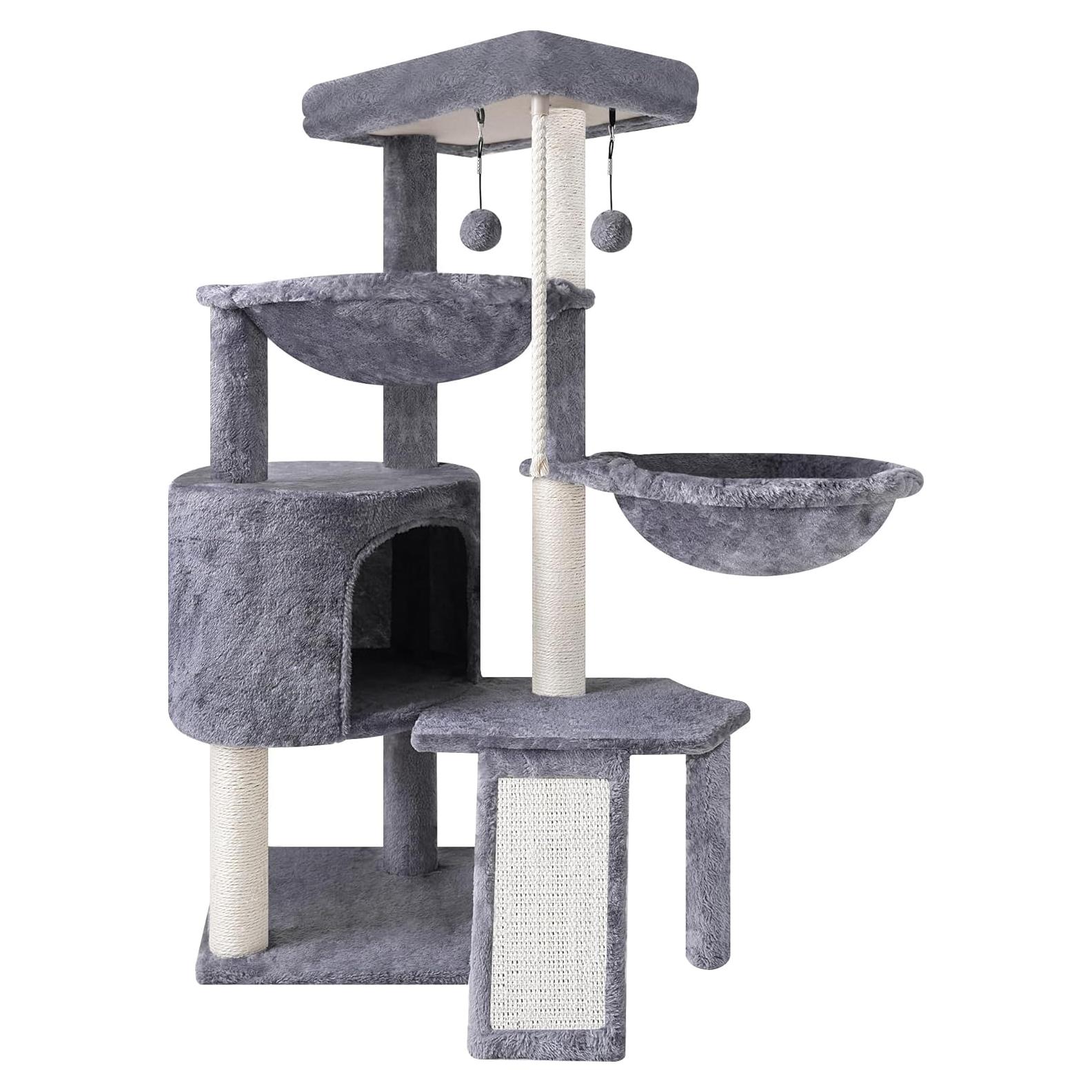 Árbol para Gatos Smouatou 3 Capas con Hamacas y Condominio Gris