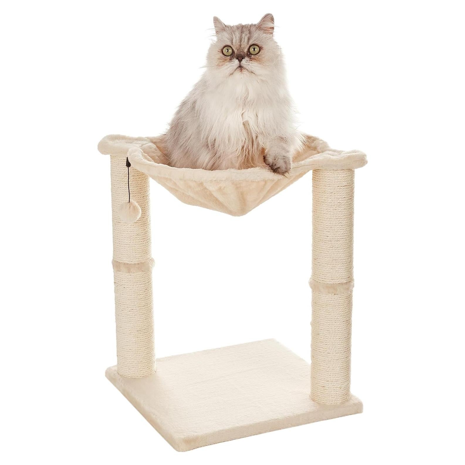 Torre para Gatos Amazon Basics con Hamaca y Rascador Beige