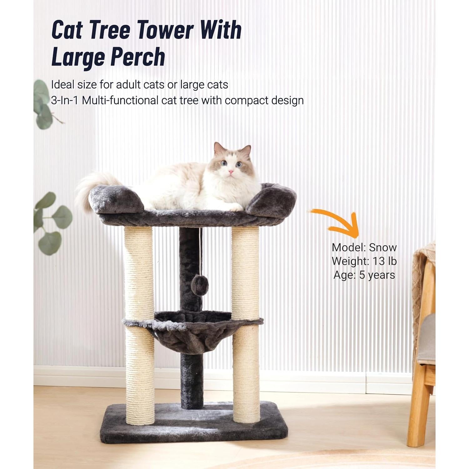 Árbol para Gatos Happi N Pets 71.91 cm con Rascador y Hamaca