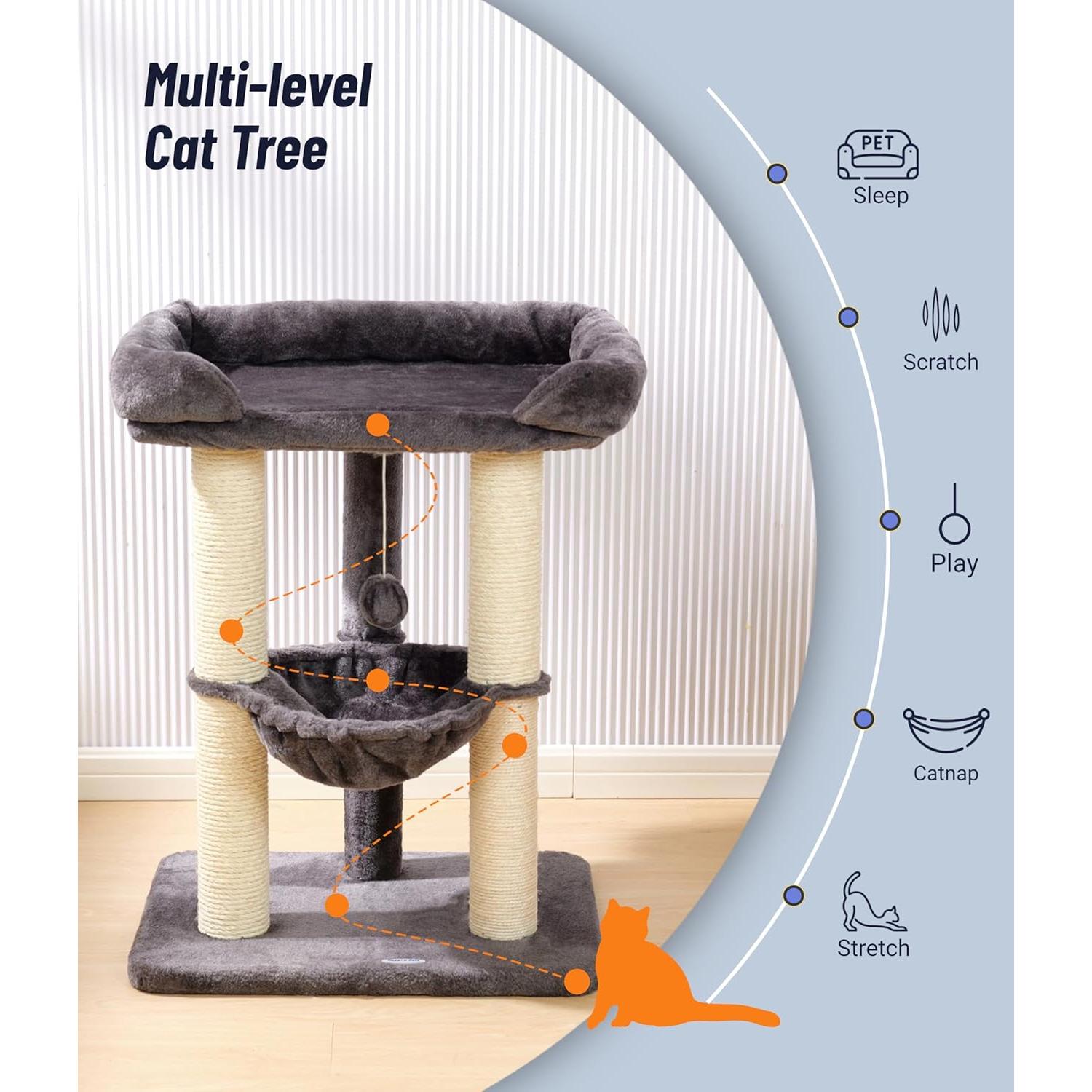 Árbol para Gatos Happi N Pets 71.91 cm con Rascador y Hamaca