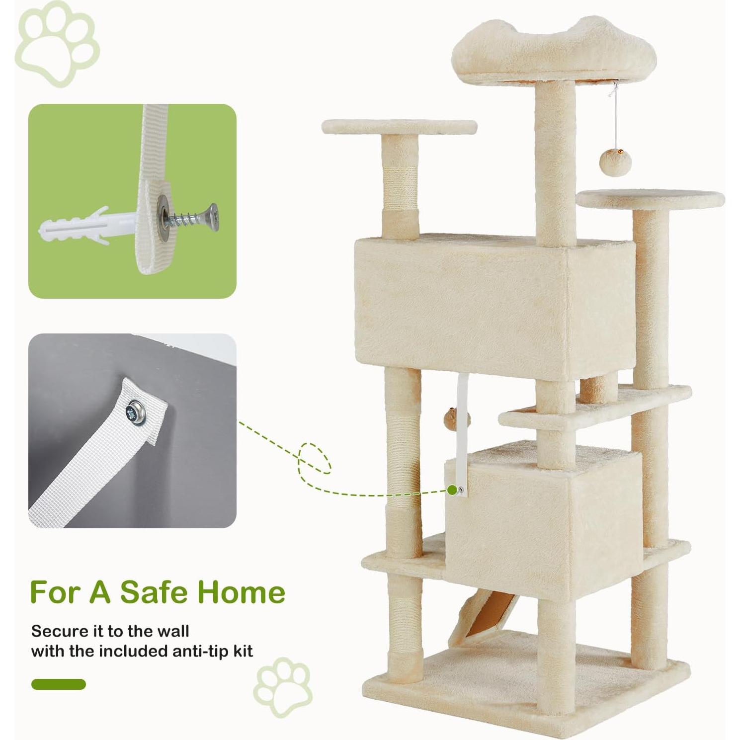 Torre para Gatos DUMOS 137 cm Beige - Casa de Varios Niveles