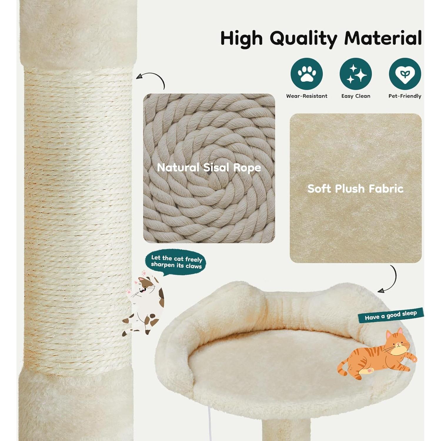 Torre para Gatos DUMOS 137 cm Beige - Casa de Varios Niveles