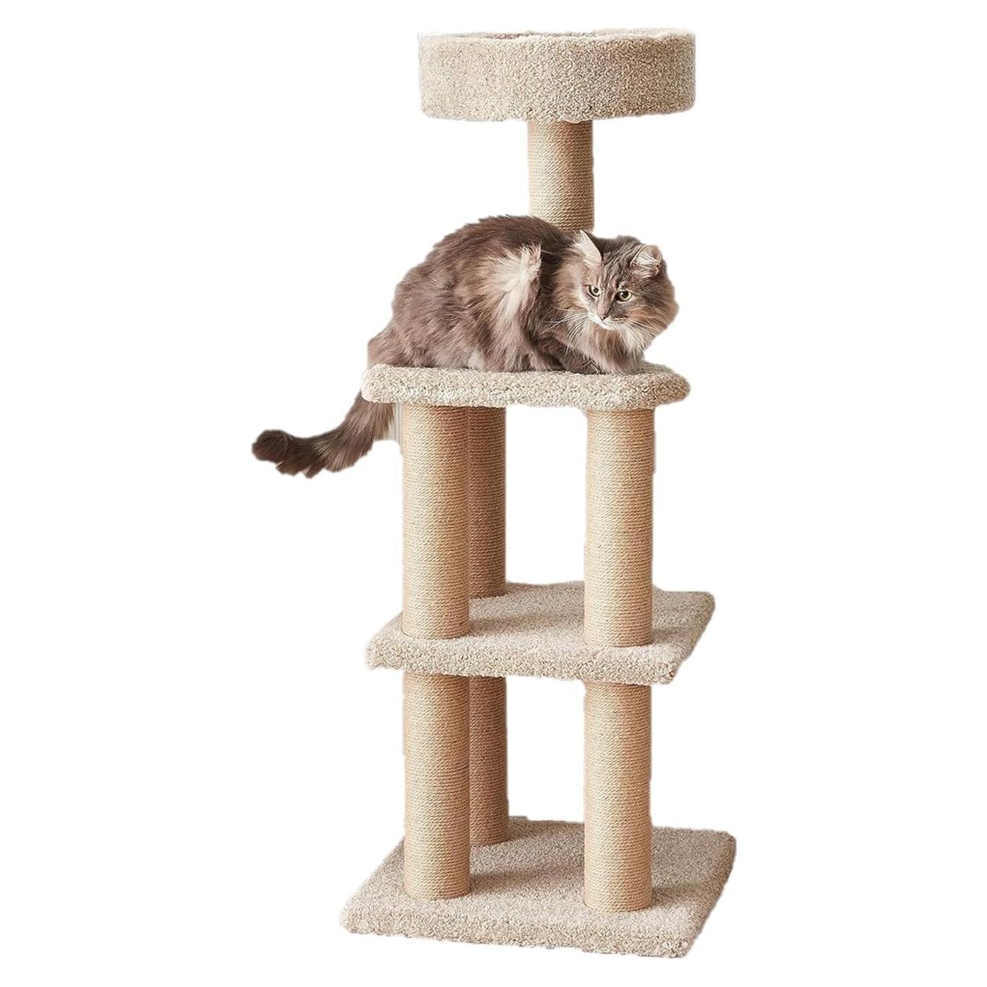 Árbol para Gatos Amazon Basics Grande 116.5 cm con Postes para Rascar
