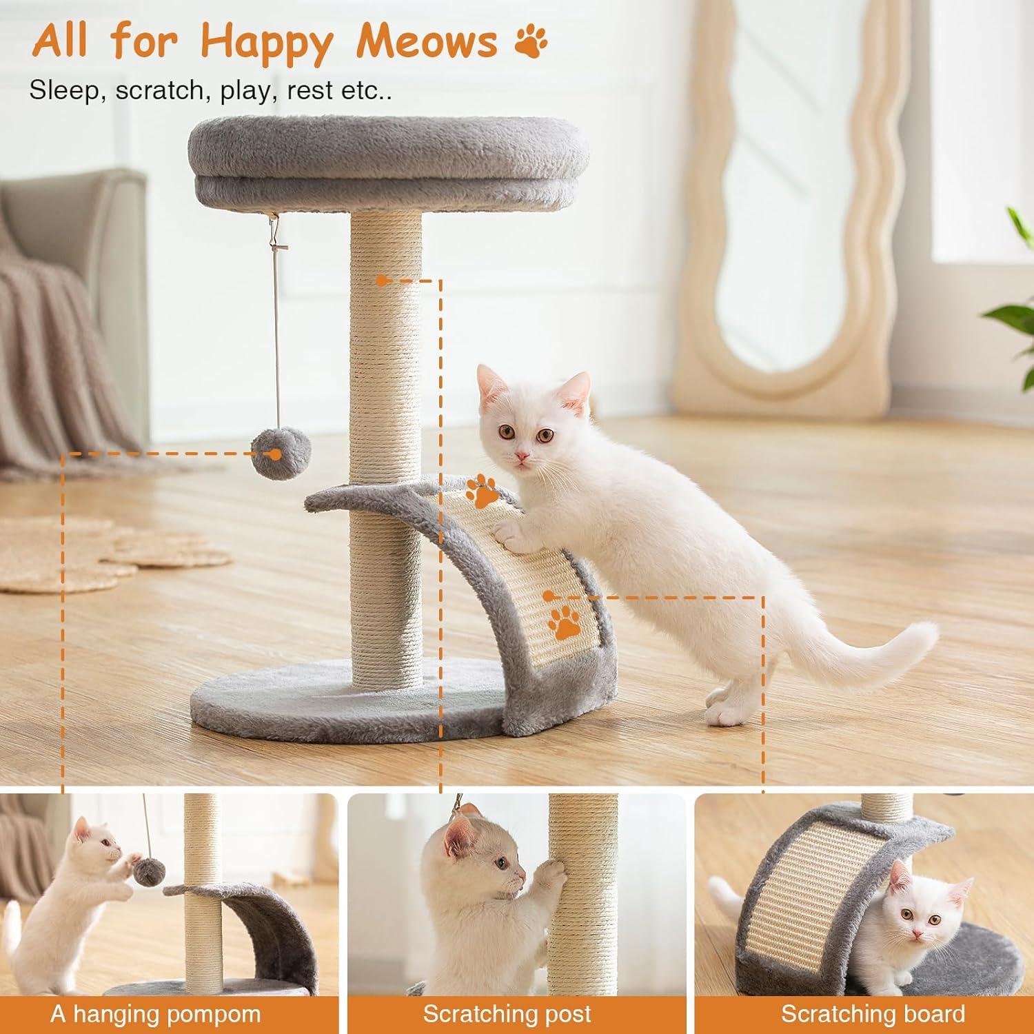 Torre Rascadora para Gatos Goozii Gris 52 cm con Juguetes