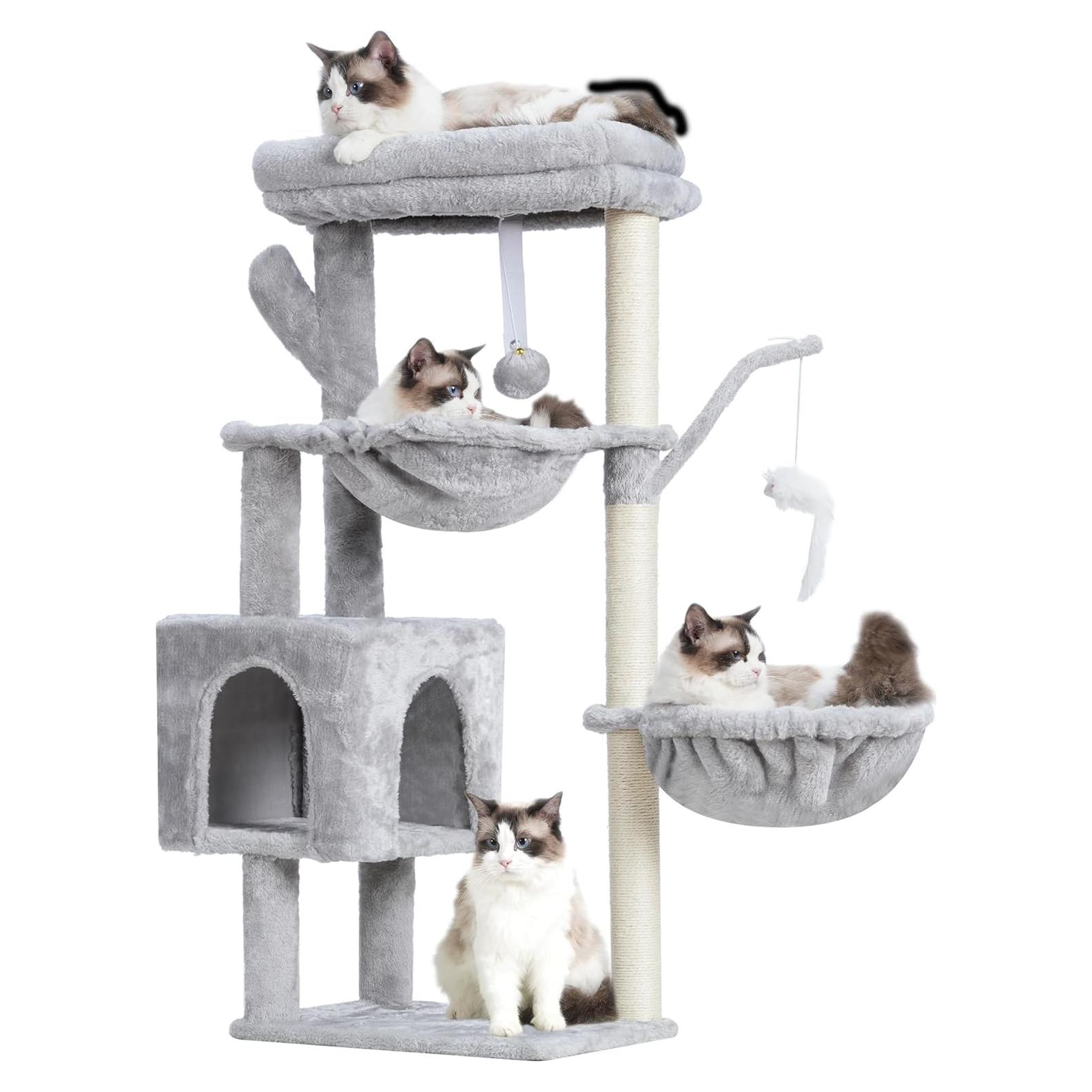 Torre para Gatos Heybly 100 cm con Poste Rascador y 2 Cestas