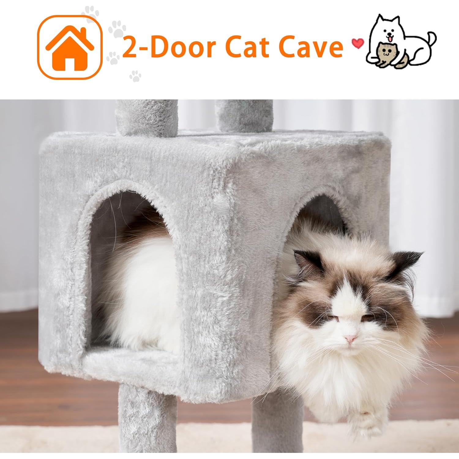 Torre para Gatos Heybly 100 cm con Poste Rascador y 2 Cestas