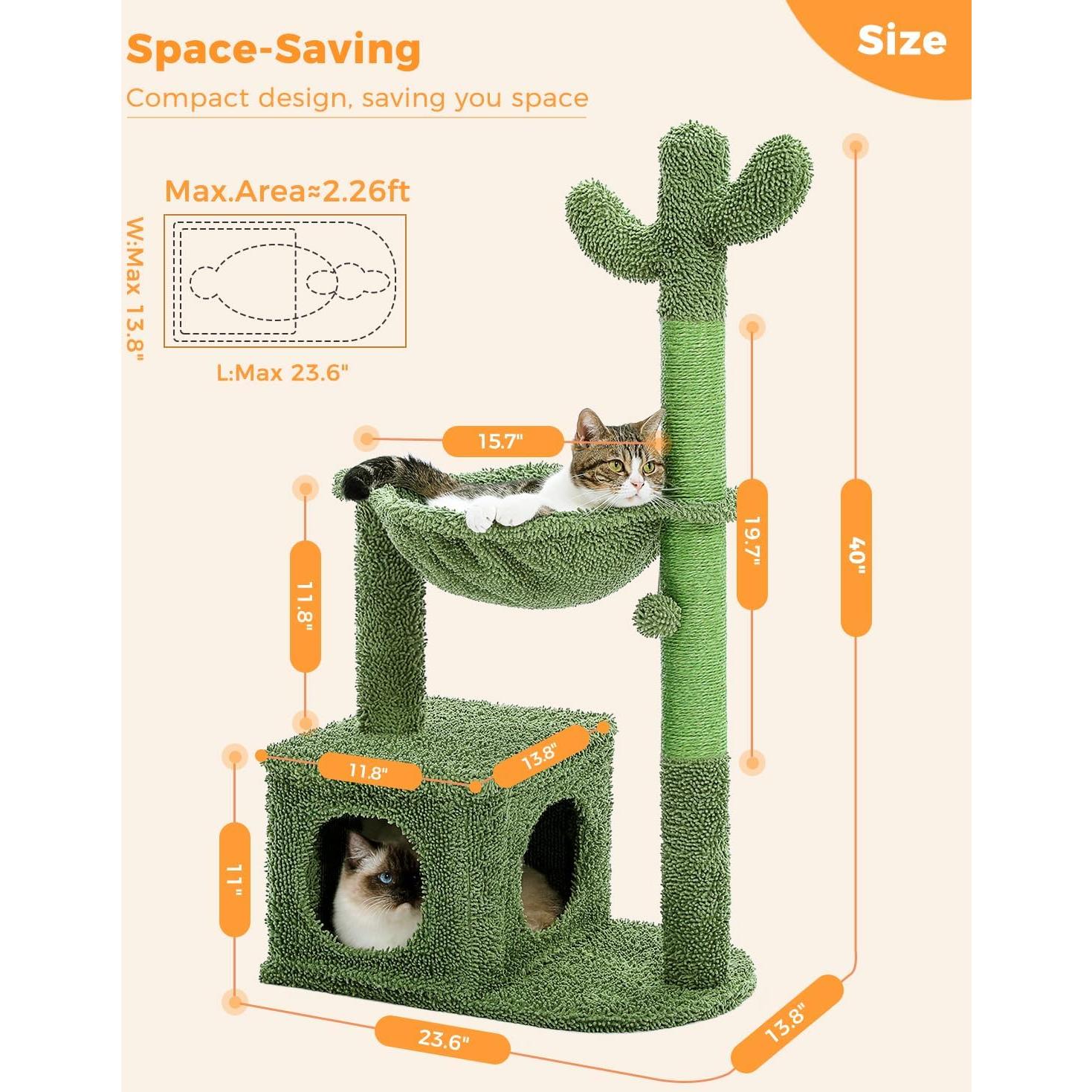 Árbol para Gatos MUTTROS Cactus 101.6 cm con Hamaca y Rascador